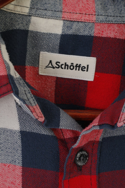 Schoffel Men M Casual Shirt Red Checkered Outdoor Vintage Long Sleeve Top