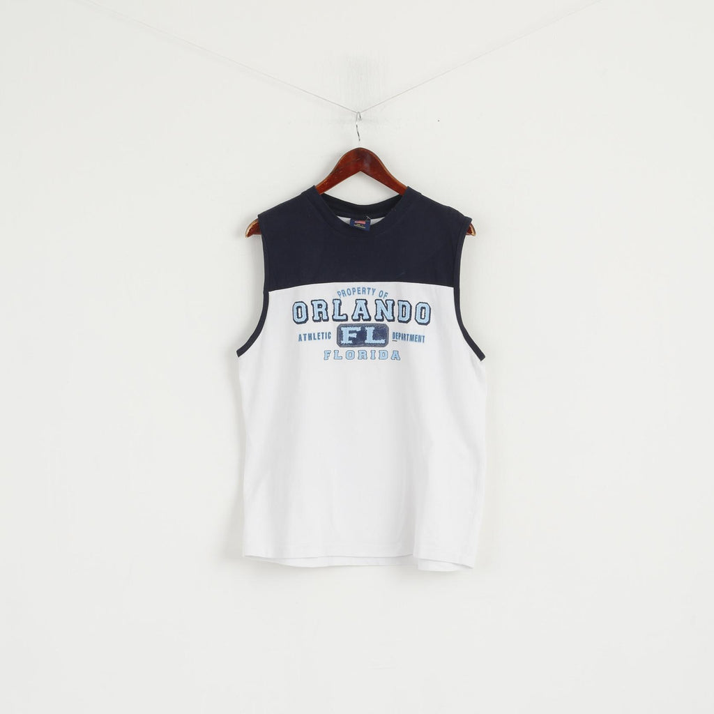 AJ Apparel Débardeur athlétique sans manches en coton blanc pour homme L Orlando Florida