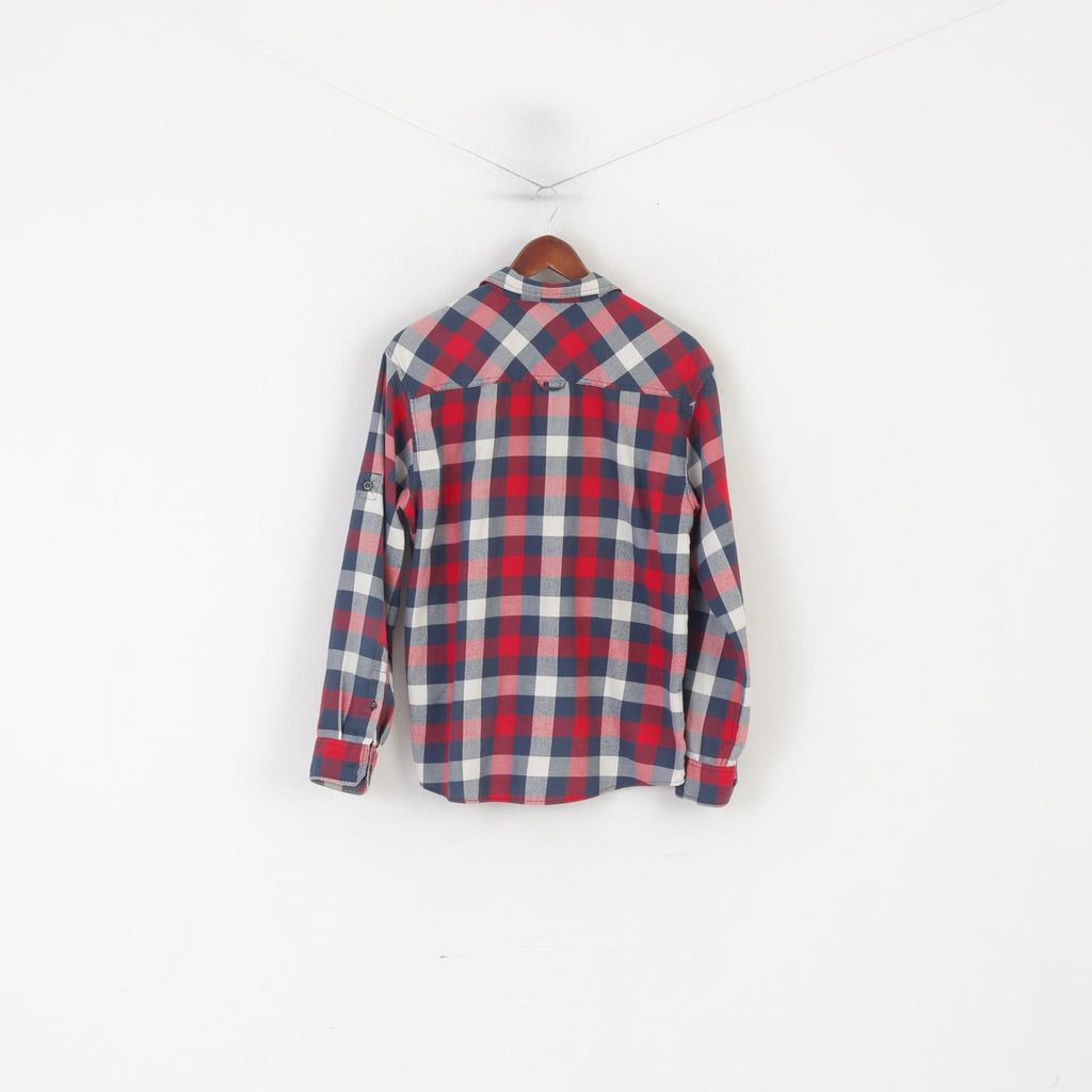 Schoffel Men M Casual Shirt Red Checkered Outdoor Vintage Long Sleeve Top