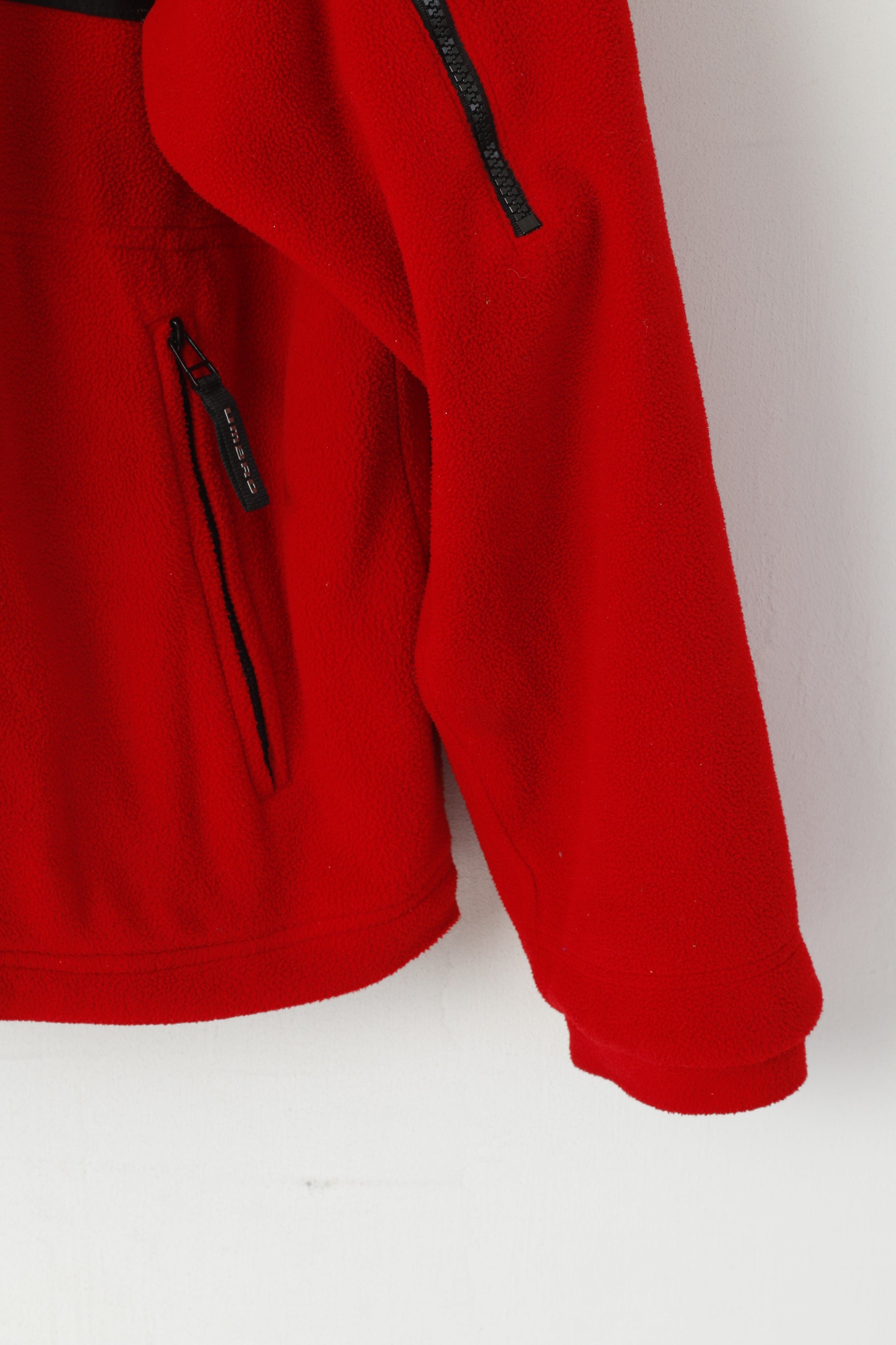 Giacca in pile Umbro da uomo M rossa con cappuccio, zip intera, foderata per abbigliamento sportivo