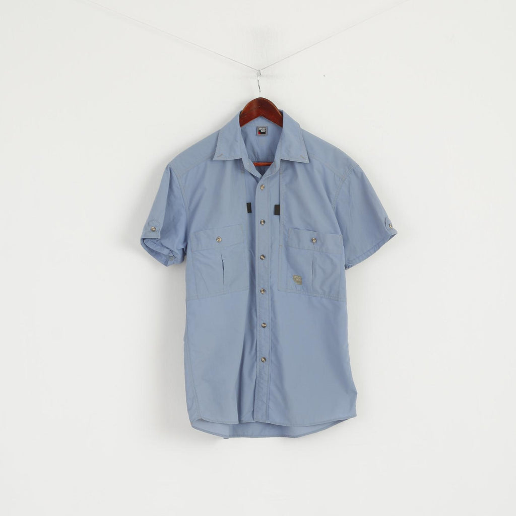 Sprayway Men S Casual Shirt Blue Outdoor Pockets Hiking Short Sleeve Top