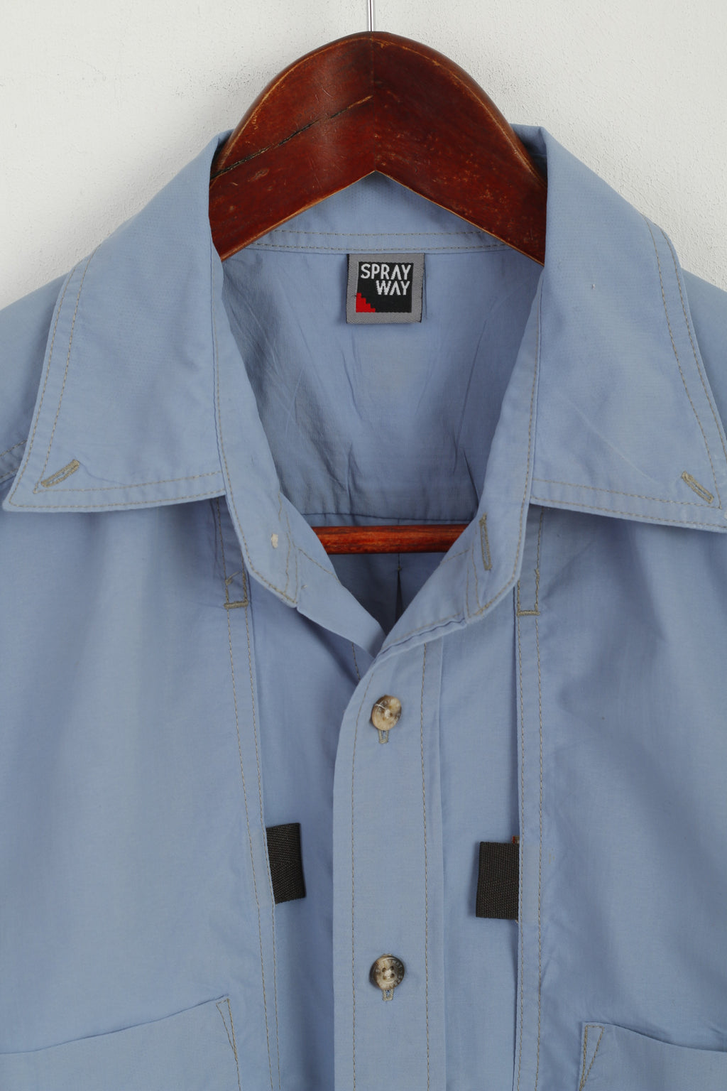 Sprayway Men S Casual Shirt Blue Outdoor Pockets Hiking Short Sleeve Top