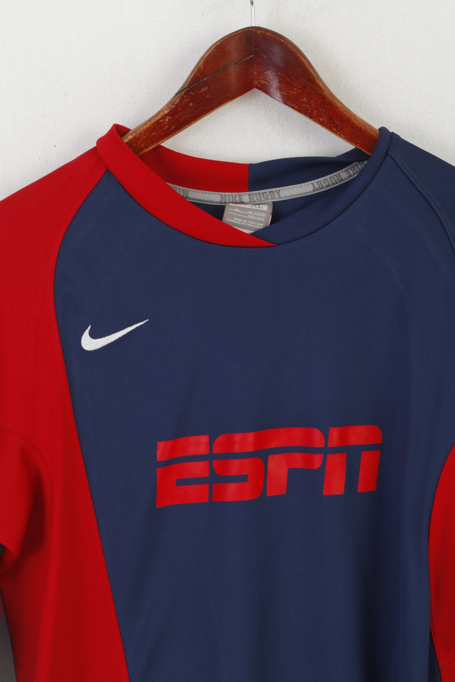 Nike Rugby Youth XL 158-170 cm Chemise Bleu Marine ESPN Dri-Fir Haut en Jersey à Manches Longues