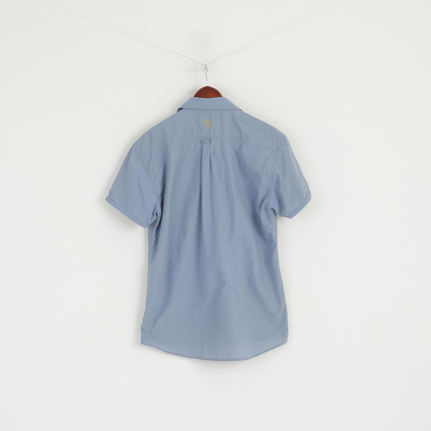 Sprayway Men S Casual Shirt Blue Outdoor Pockets Hiking Short Sleeve Top