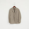 DKNY Men L Blazer Beige Striped Cotton Sport Single Breasted Casual Jacket