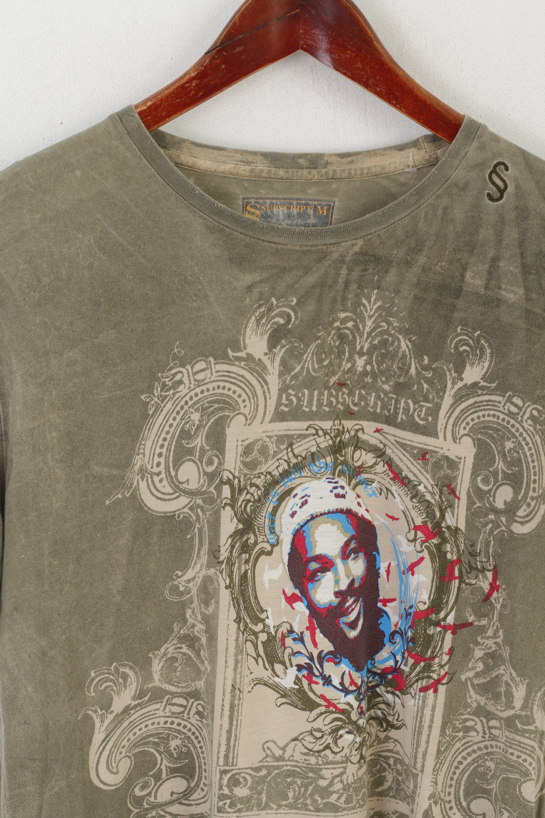 Subscript Hommes M Chemise Kaki Coton Délavé Marvin Gaye War Is nNot the Answer Top