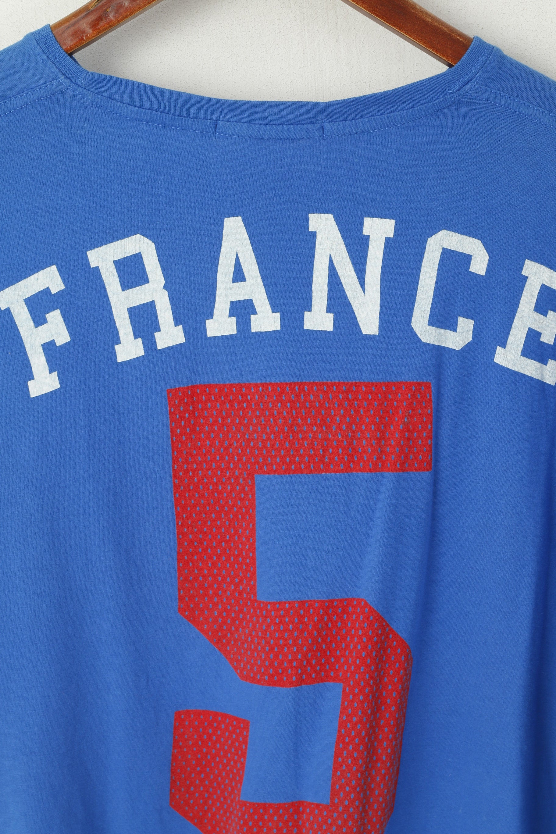 Ringspun Men XXL (XL) Shirt Blue Royal Cotton Graphic France #5 Crew Neck Top