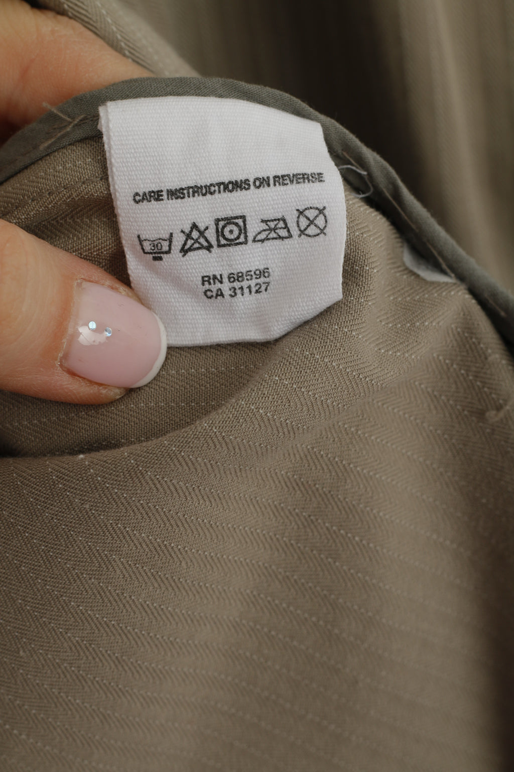 DKNY Men L Blazer Beige Striped Cotton Sport Single Breasted Casual Jacket