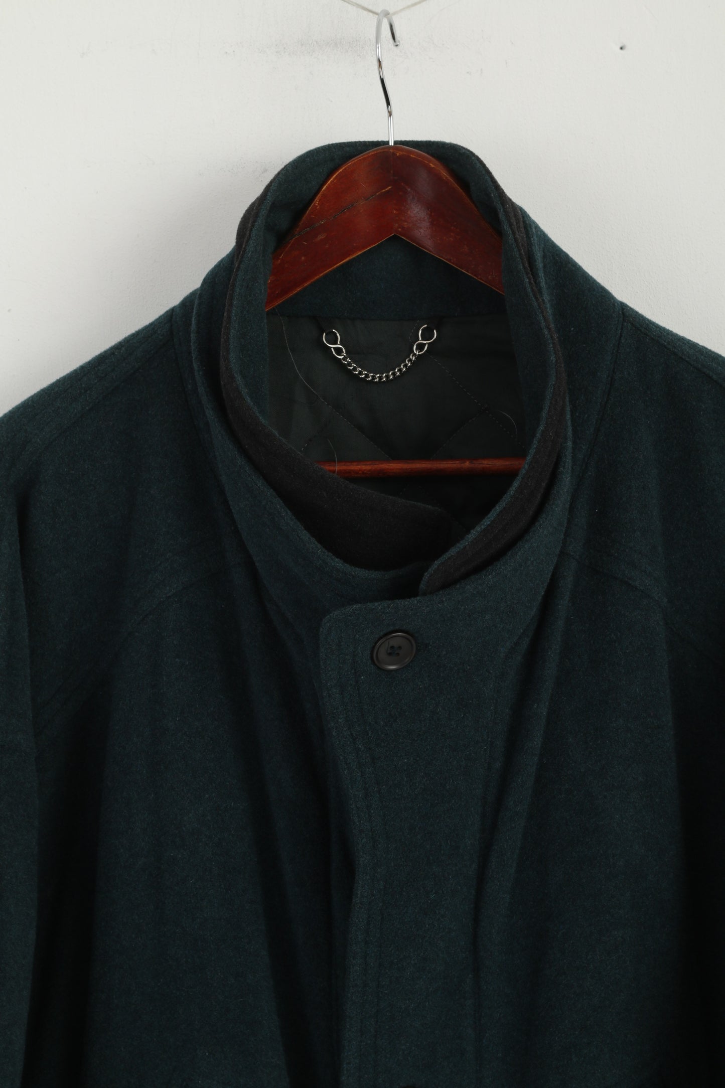 Wellington hommes 44 L manteau bouteille vert laine cachemire Vintage pleine fermeture éclair vêtements de loisirs haut