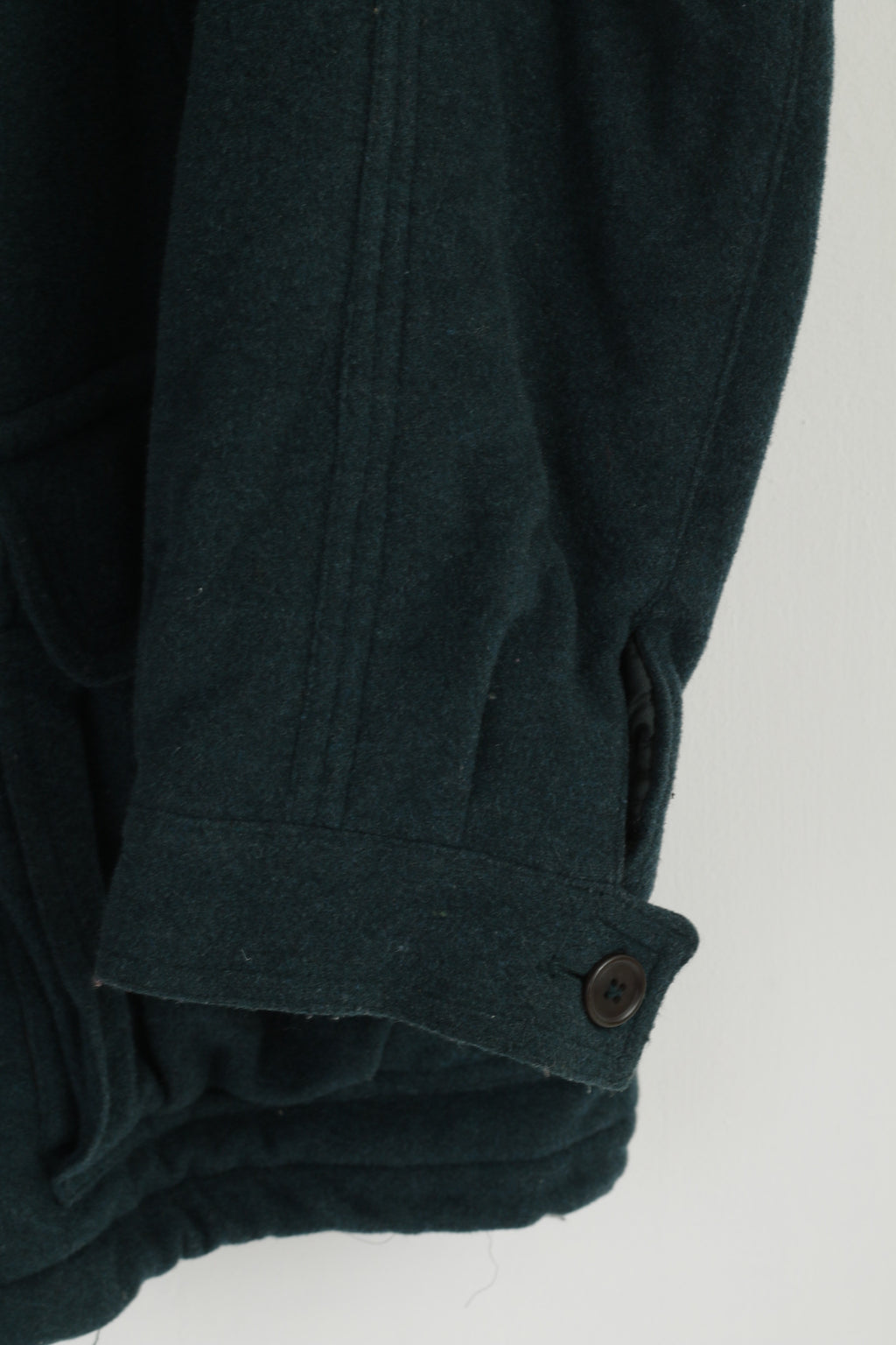 Wellington Men 44 L Coat Bottle Green Wool Cashmere Vintage Full Zipper Leisure Wear Top