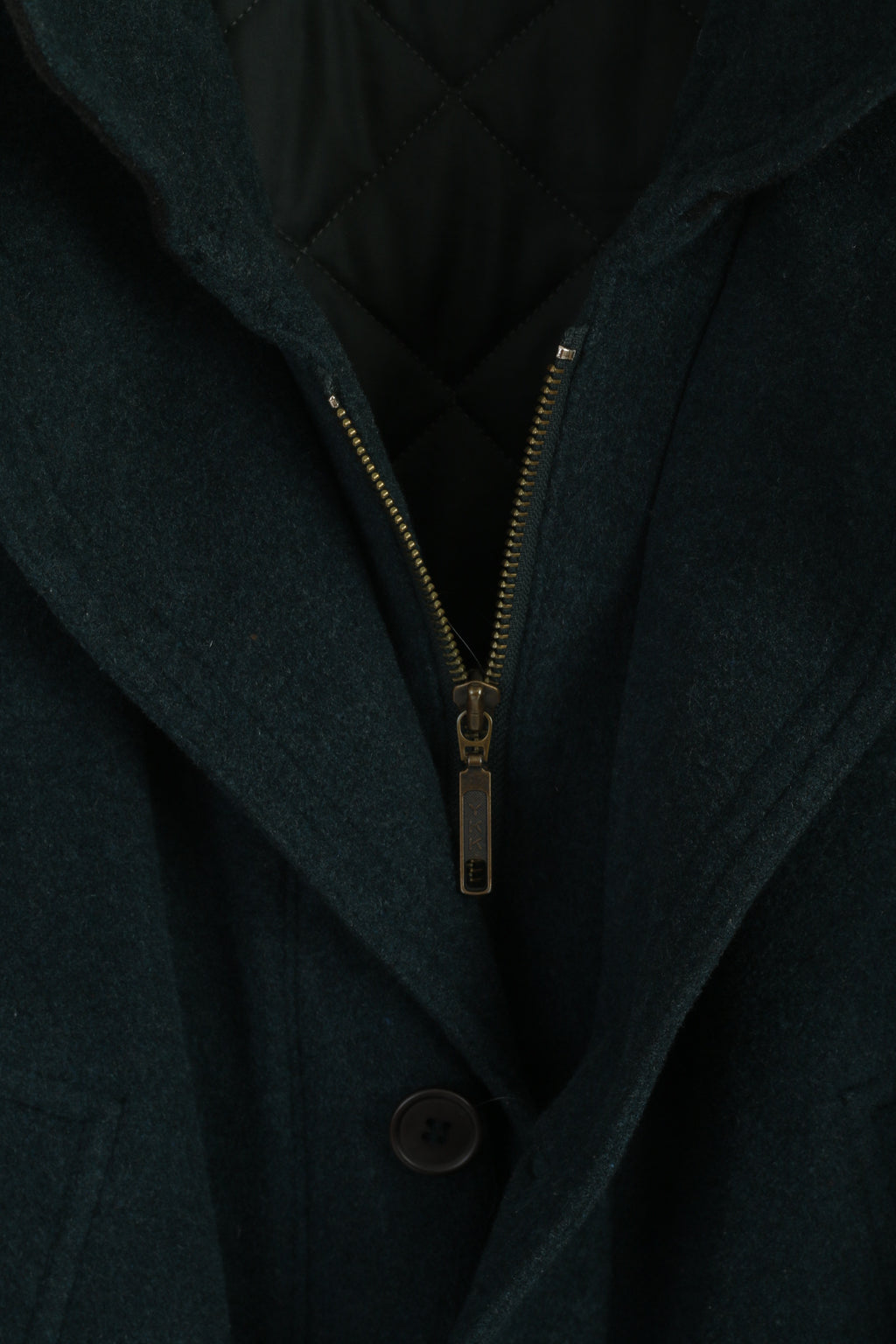 Wellington Men 44 L Coat Bottle Green Wool Cashmere Vintage Full Zipper Leisure Wear Top