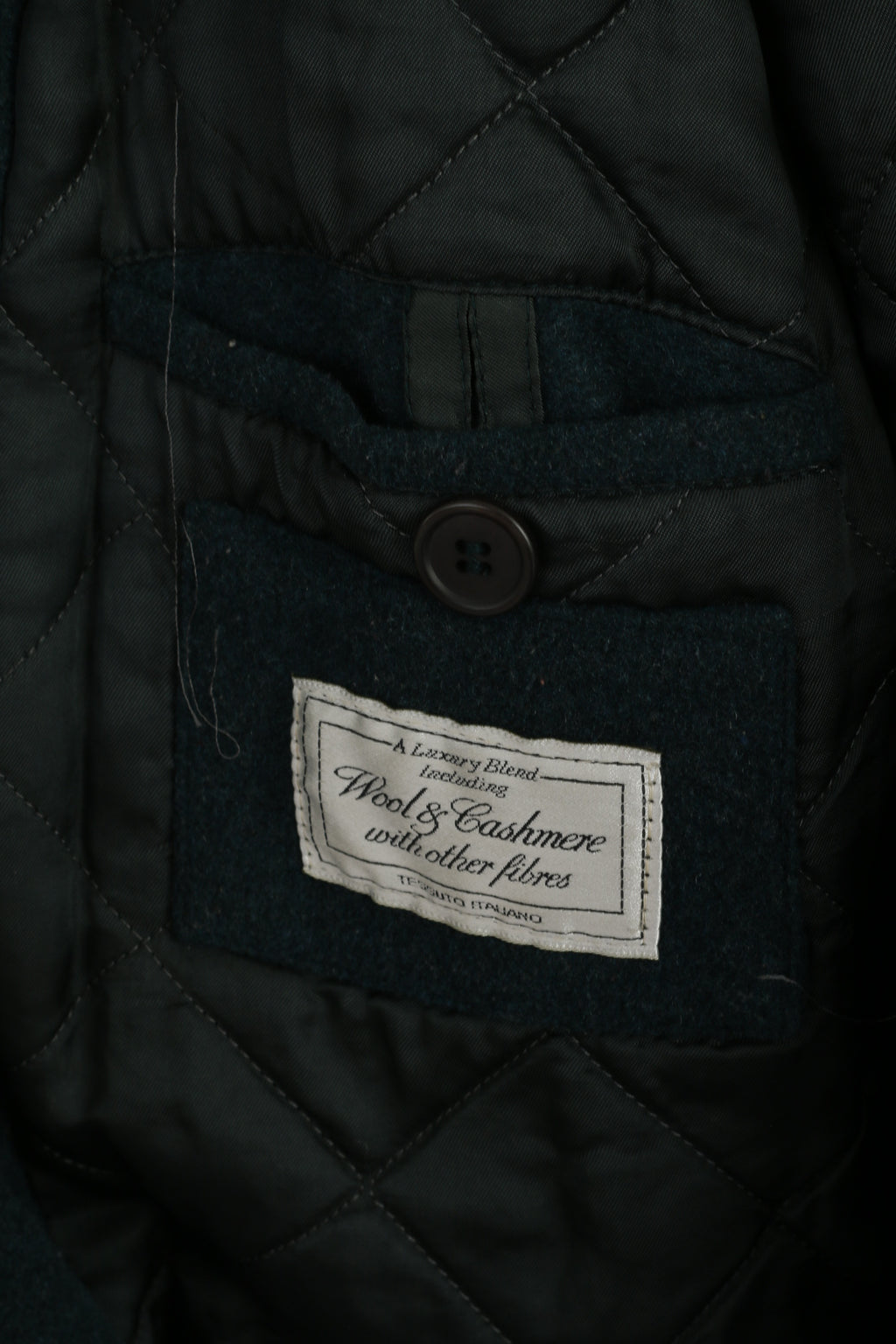 Wellington Men 44 L Coat Bottle Green Wool Cashmere Vintage Full Zipper Leisure Wear Top