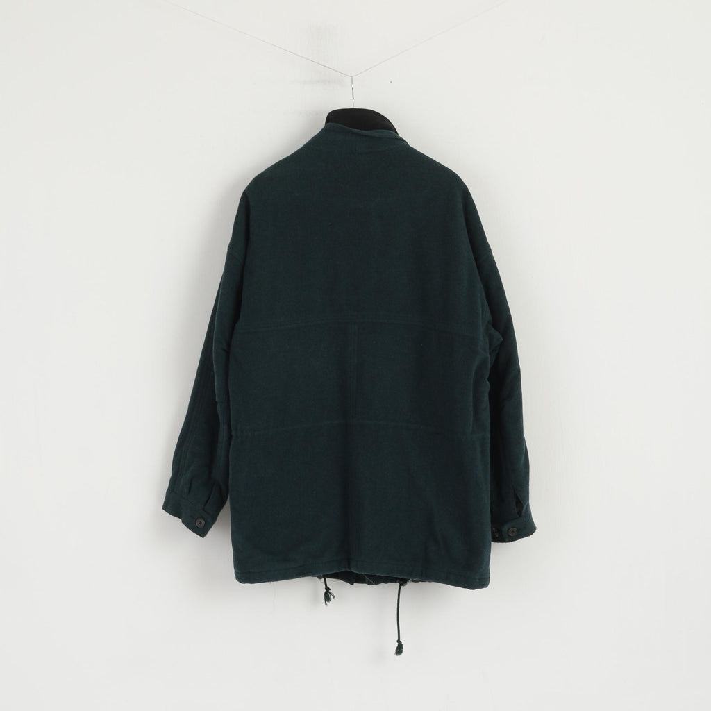 Wellington Men 44 L Coat Bottle Green Wool Cashmere Vintage Full Zipper Leisure Wear Top