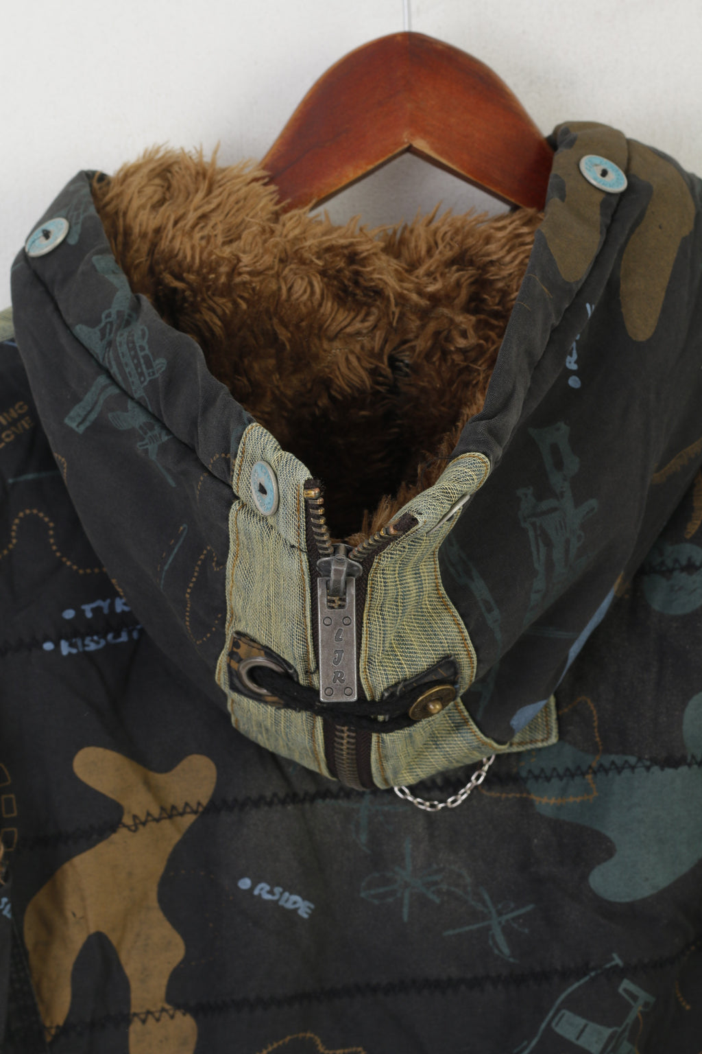 L Joy & Ronnie Women M Bodywarmer Navy Cotton Padded Hooded LJR Funny Vest