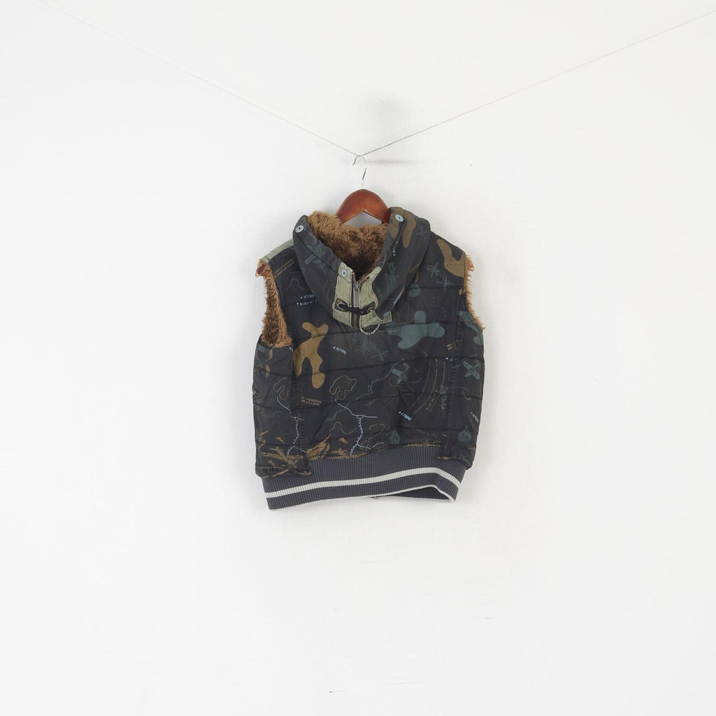 L Joy & Ronnie Women M Bodywarmer Navy Cotton Padded Hooded LJR Funny Vest