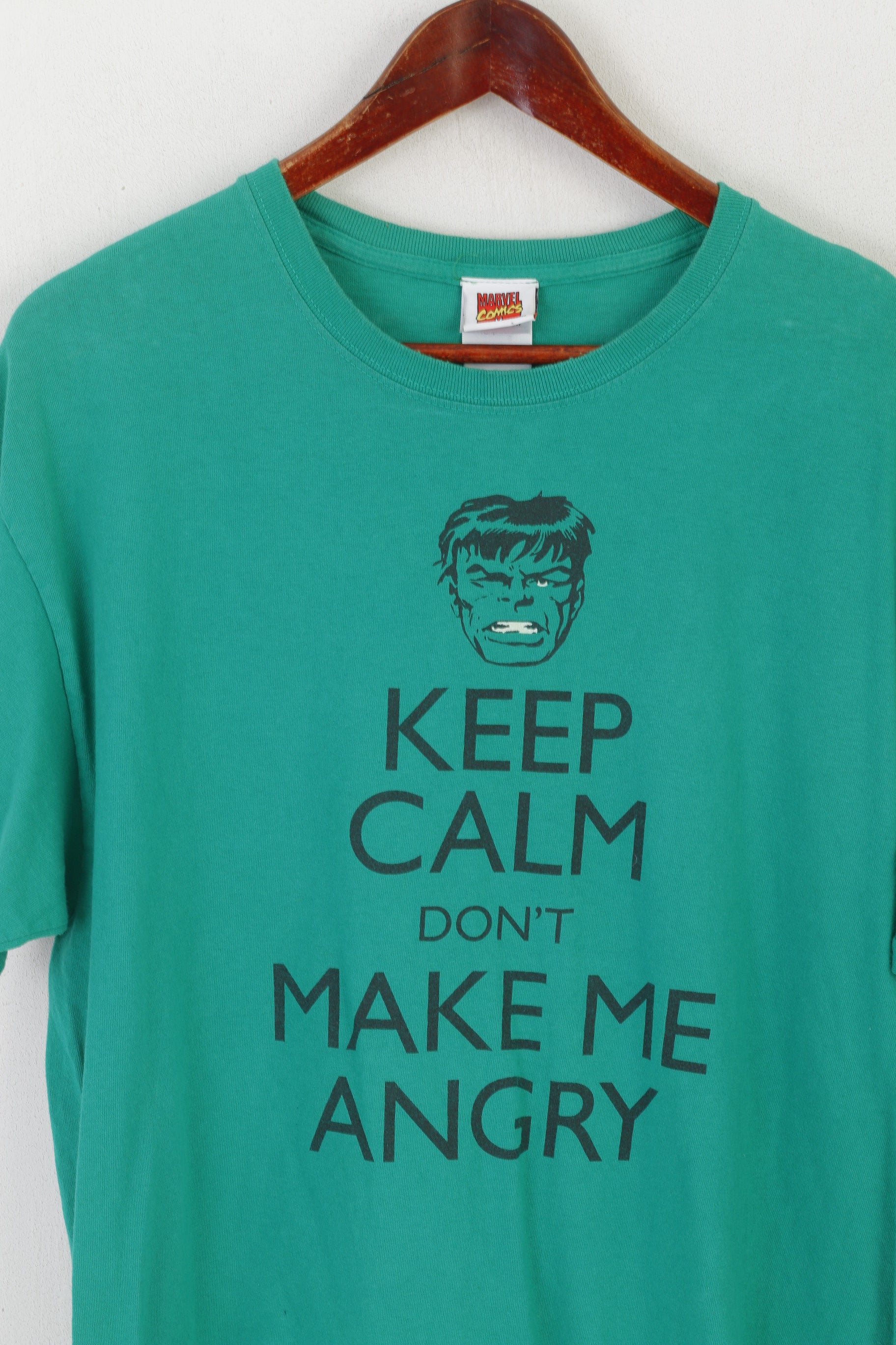 Marvel Comics Gildan hommes L chemise vert coton graphique Hulk garder le calme