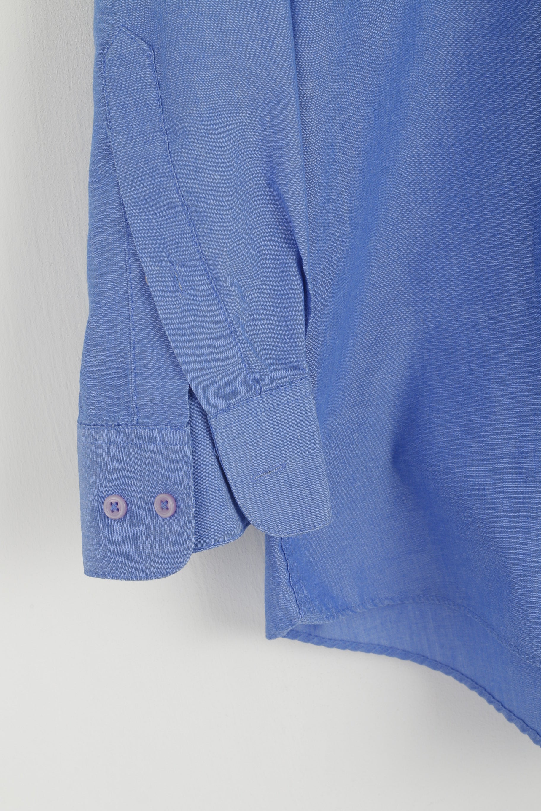 Pierre Cardin Mens 16 32/33 XL Casual Shirt Blue Cotton Pocket Long Sleeve Top