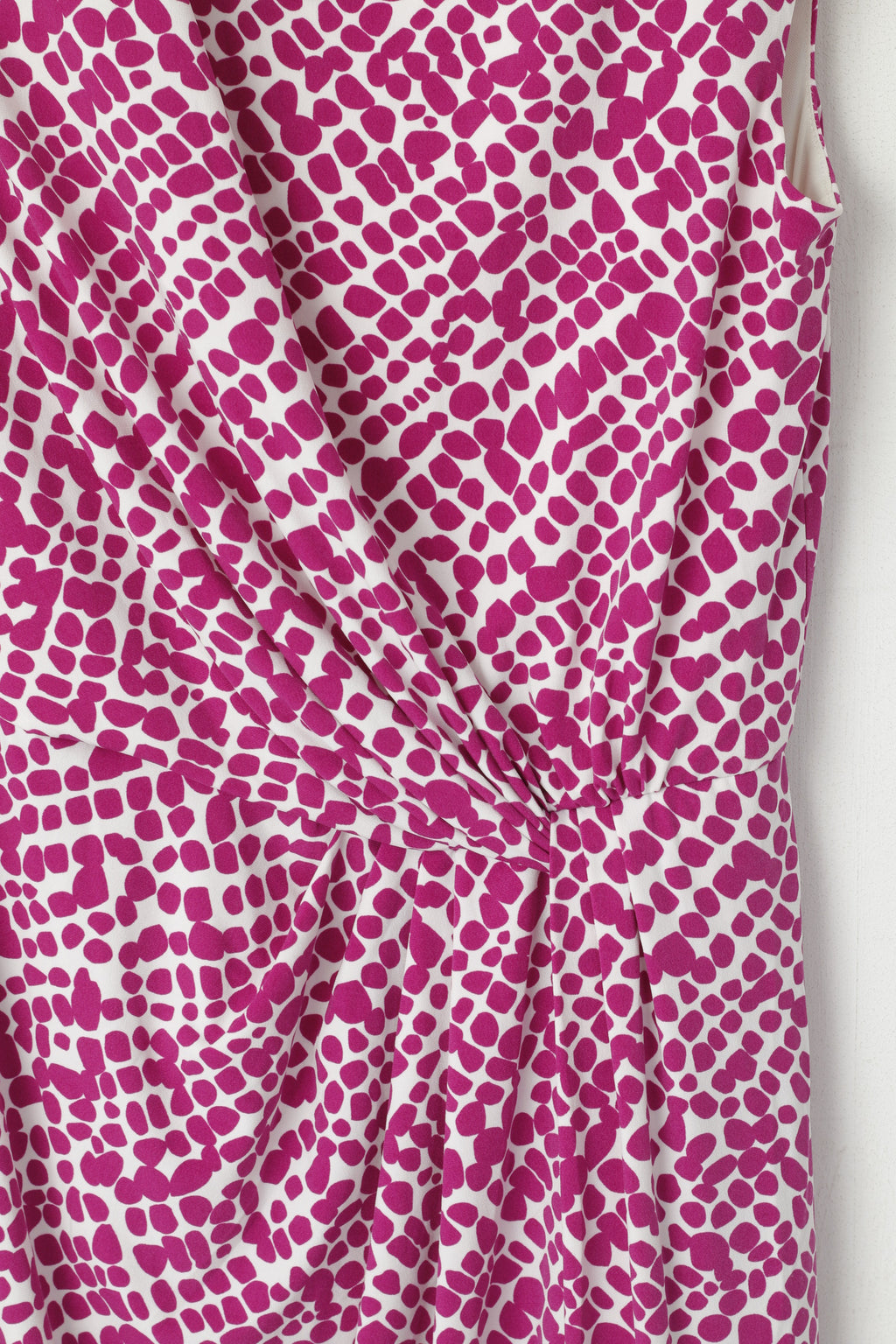 Jaeger Women S Midi Dress Purple Dots Sleeveless Stretch Crew Neck Classic