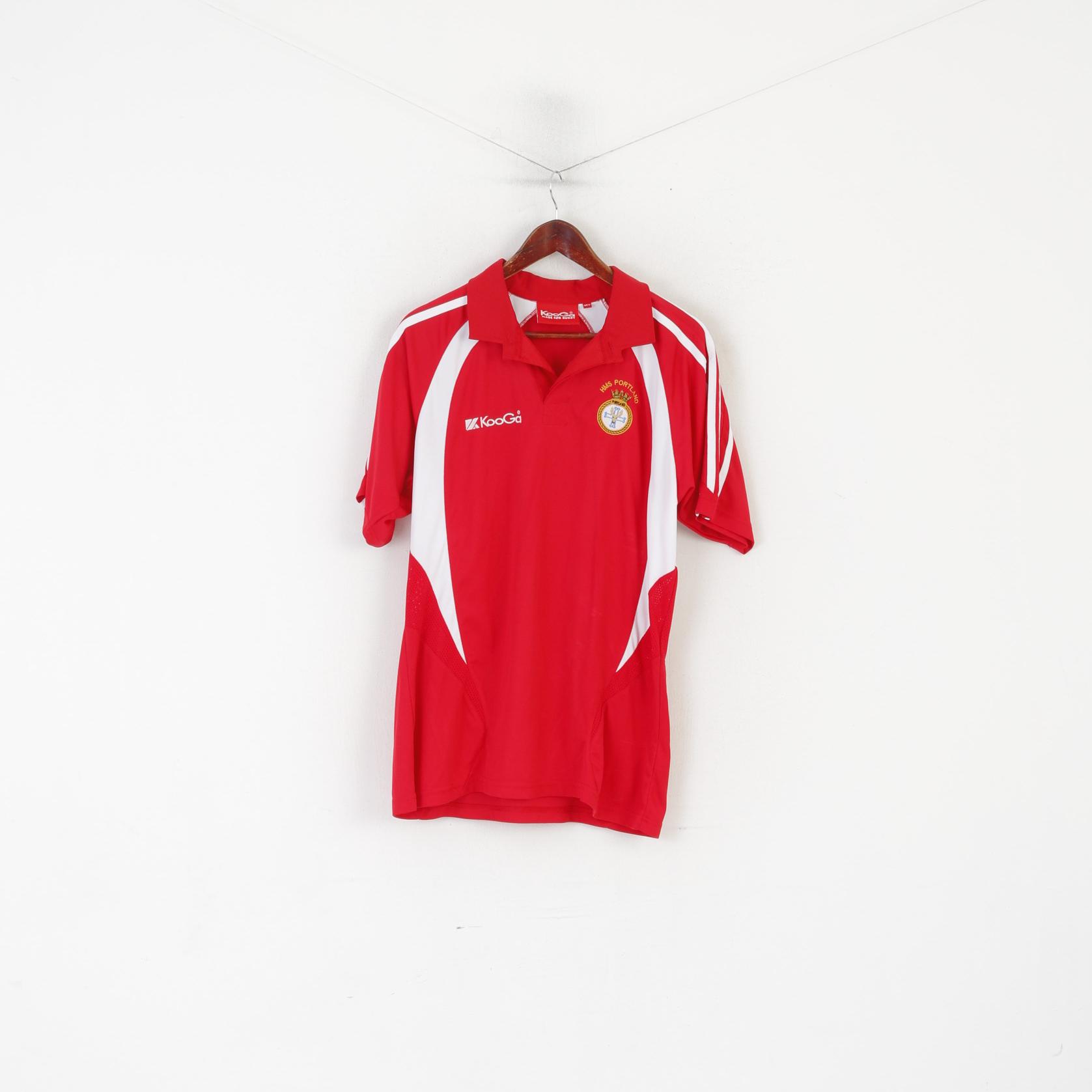 Kooga Rugby Homme M Polo Rouge HMS Portland Frigate Vintage Jeraey Top