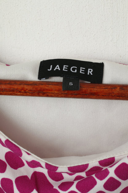 Jaeger Abito longuette da donna a pois viola senza maniche elasticizzato girocollo classico