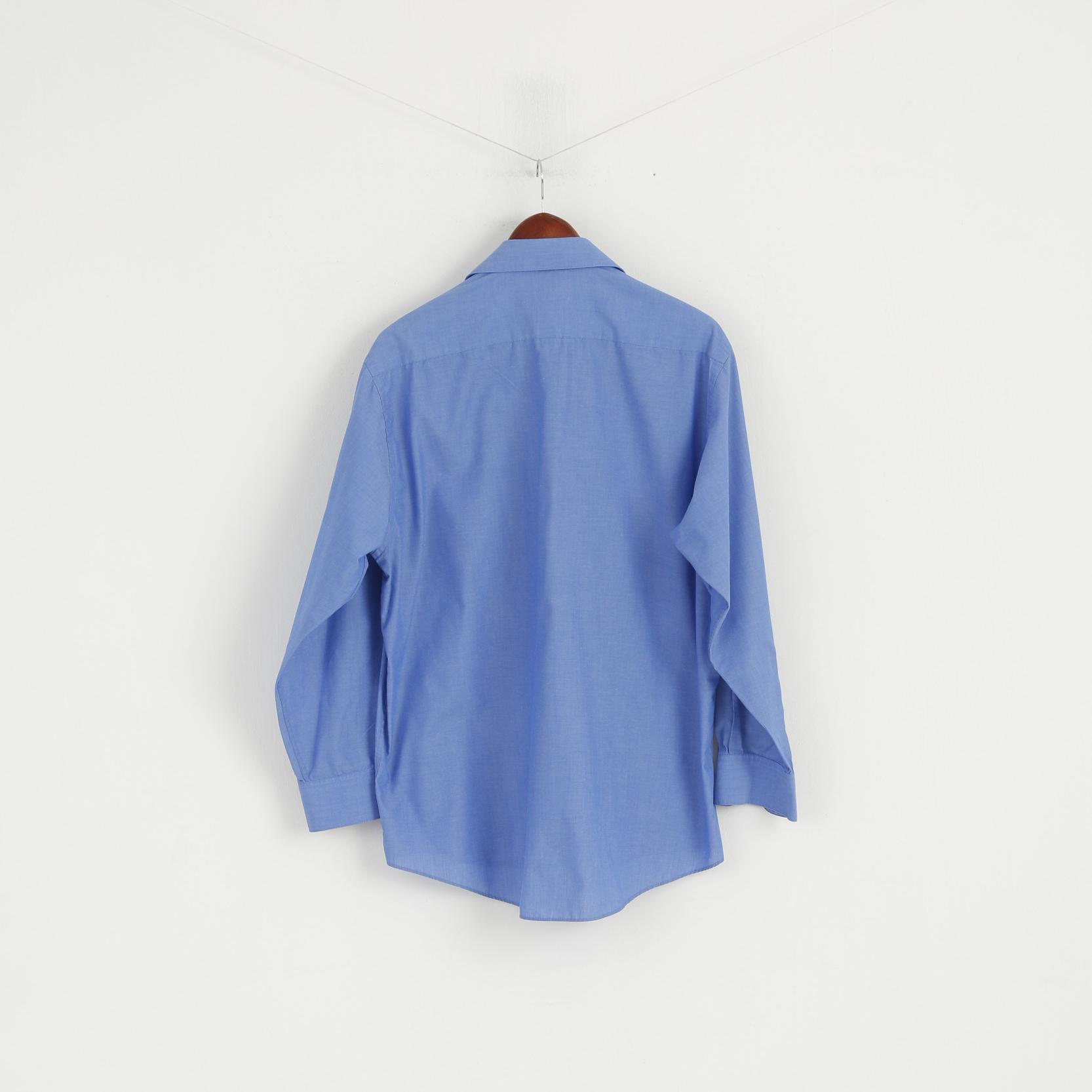 Pierre Cardin Mens 16 32/33 XL Casual Shirt Blue Cotton Pocket Long Sleeve Top