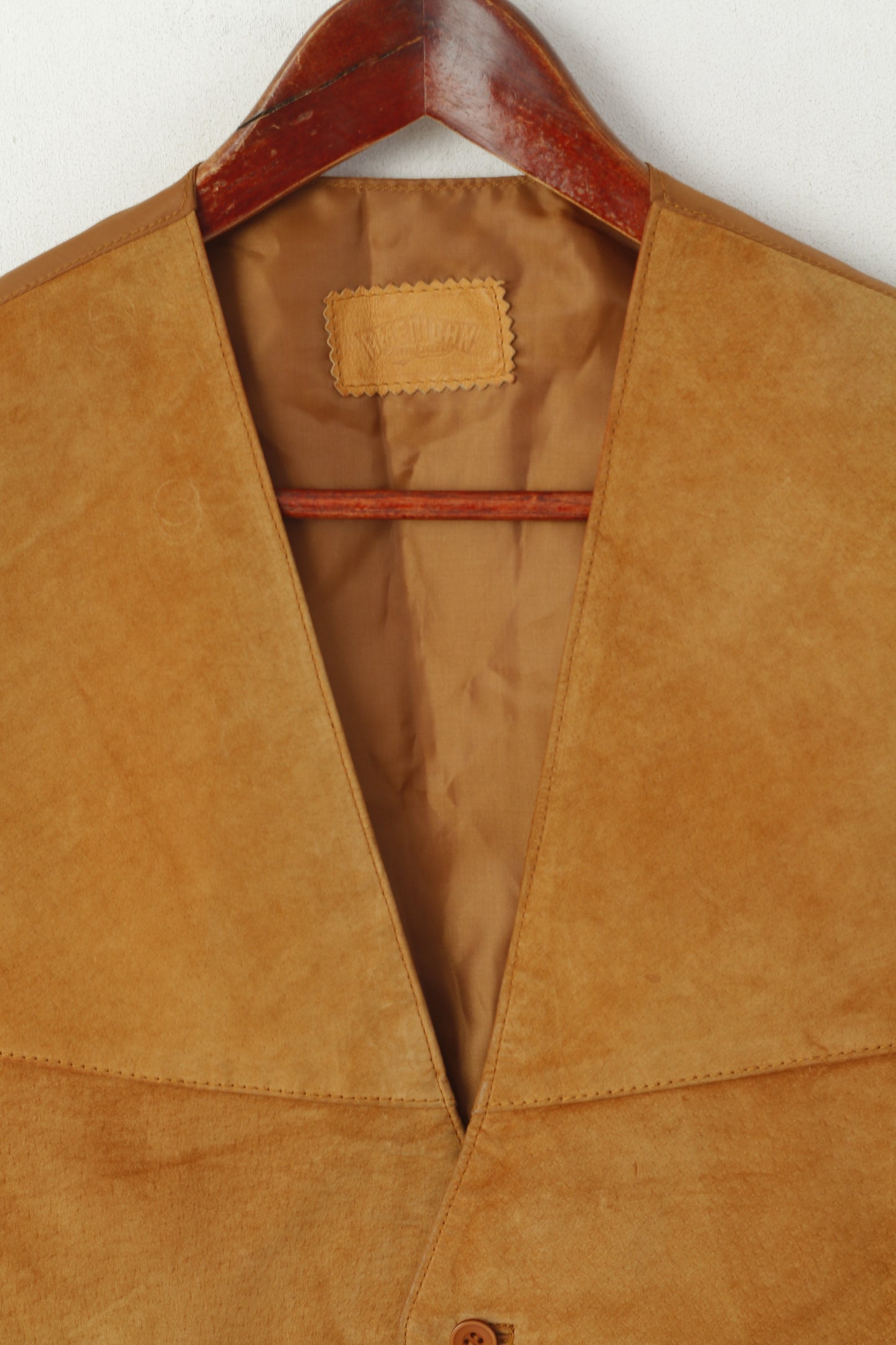 American Company Men 48 M Vest Camel Classic Leather Suede Western Waistcoat