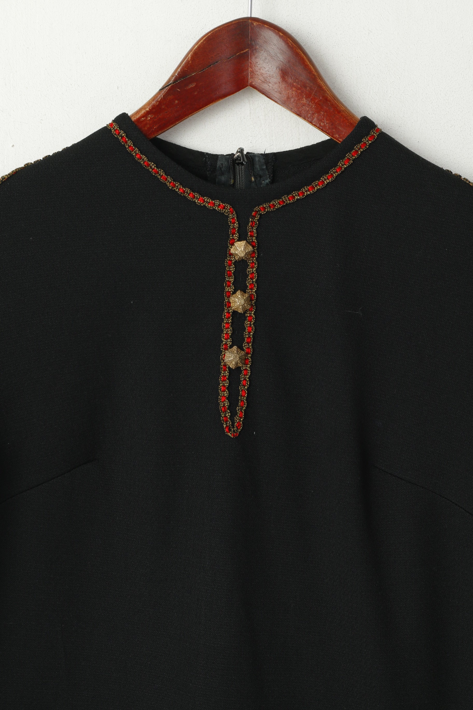 Kunert Women 40 S Mini Dress Black Diolen Loft Austria Gold Buttons Vintage Tyrol