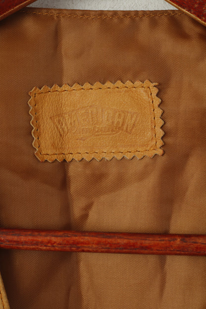 American Company Men 48 M Vest Camel Classic Leather Suede Western Waistcoat
