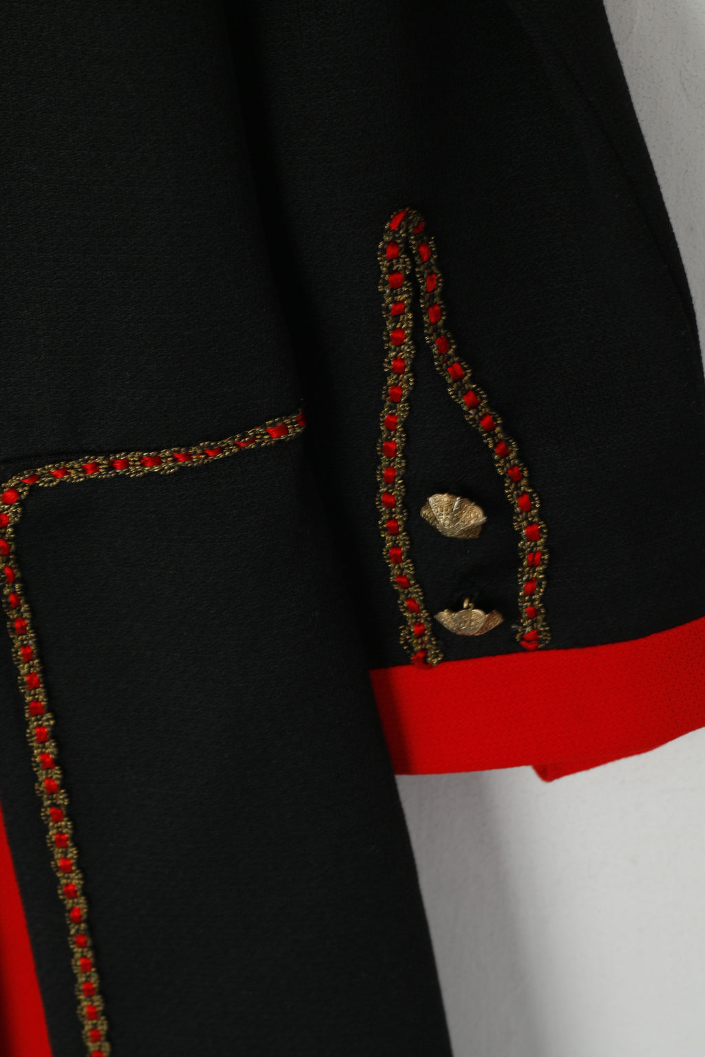 Kunert Women 40 S Mini Dress Black Diolen Loft Austria Gold Buttons Vintage Tyrol