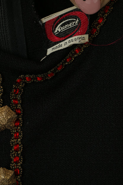 Kunert Women 40 S Mini Dress Black Diolen Loft Austria Gold Buttons Vintage Tyrol