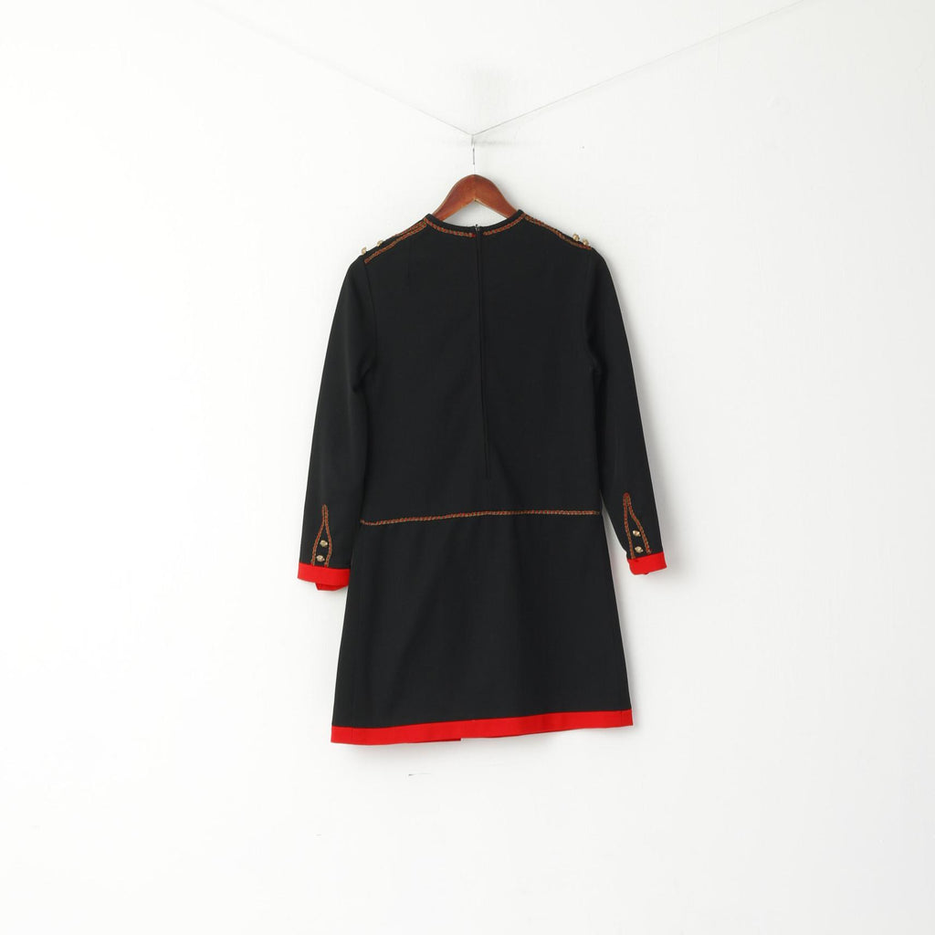 Kunert Women 40 S Mini Dress Black Diolen Loft Austria Gold Buttons Vintage Tyrol