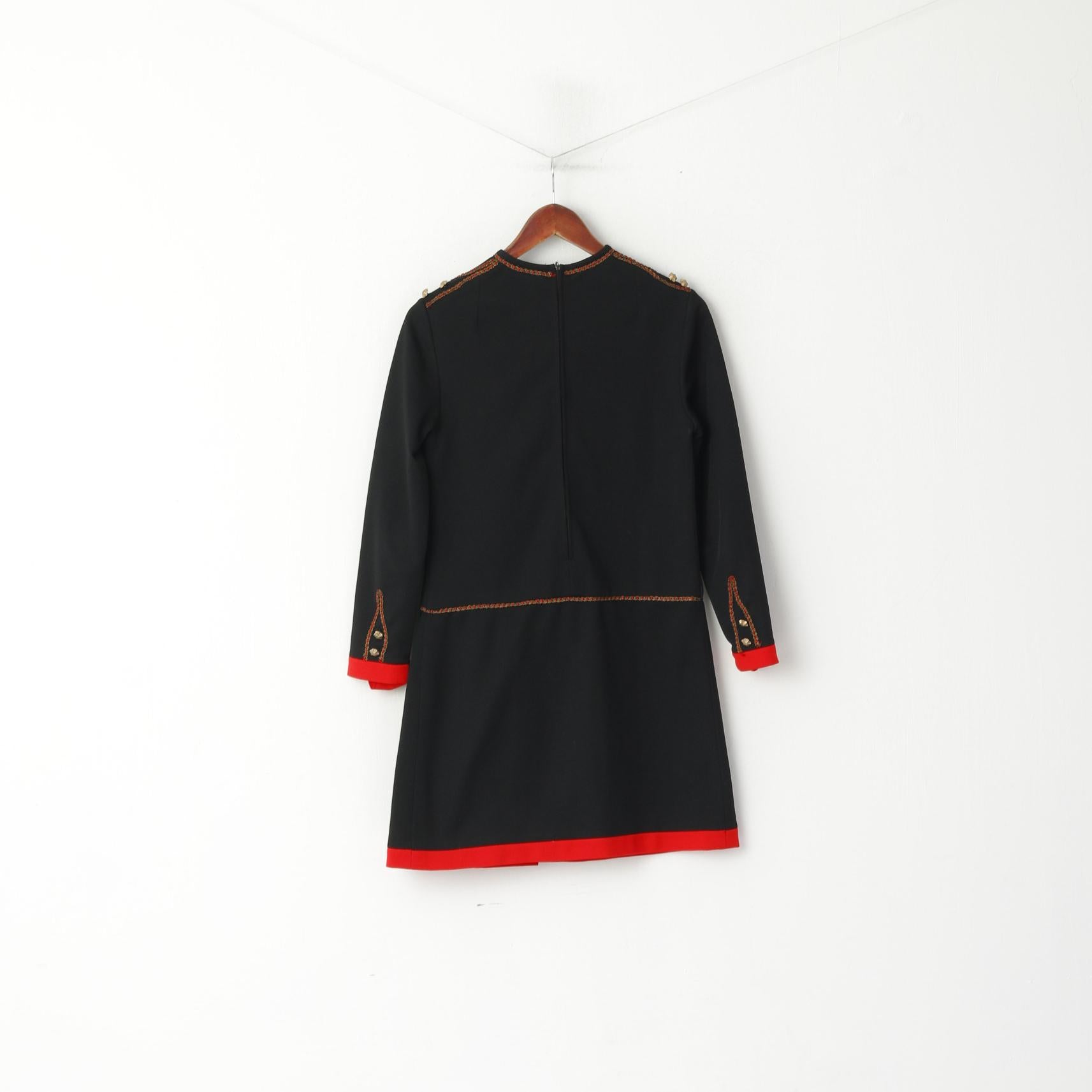 Kunert Women 40 S Mini Dress Black Diolen Loft Austria Gold Buttons Vintage Tyrol