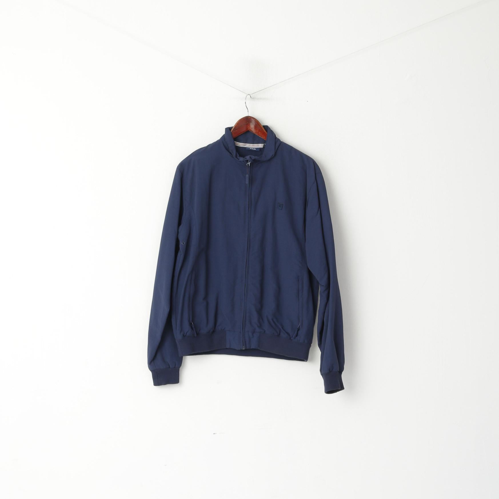 Fila Hommes 52 L (M) Veste Marine Nylon Imperméable Classique Zip Up Harrington Sport Top