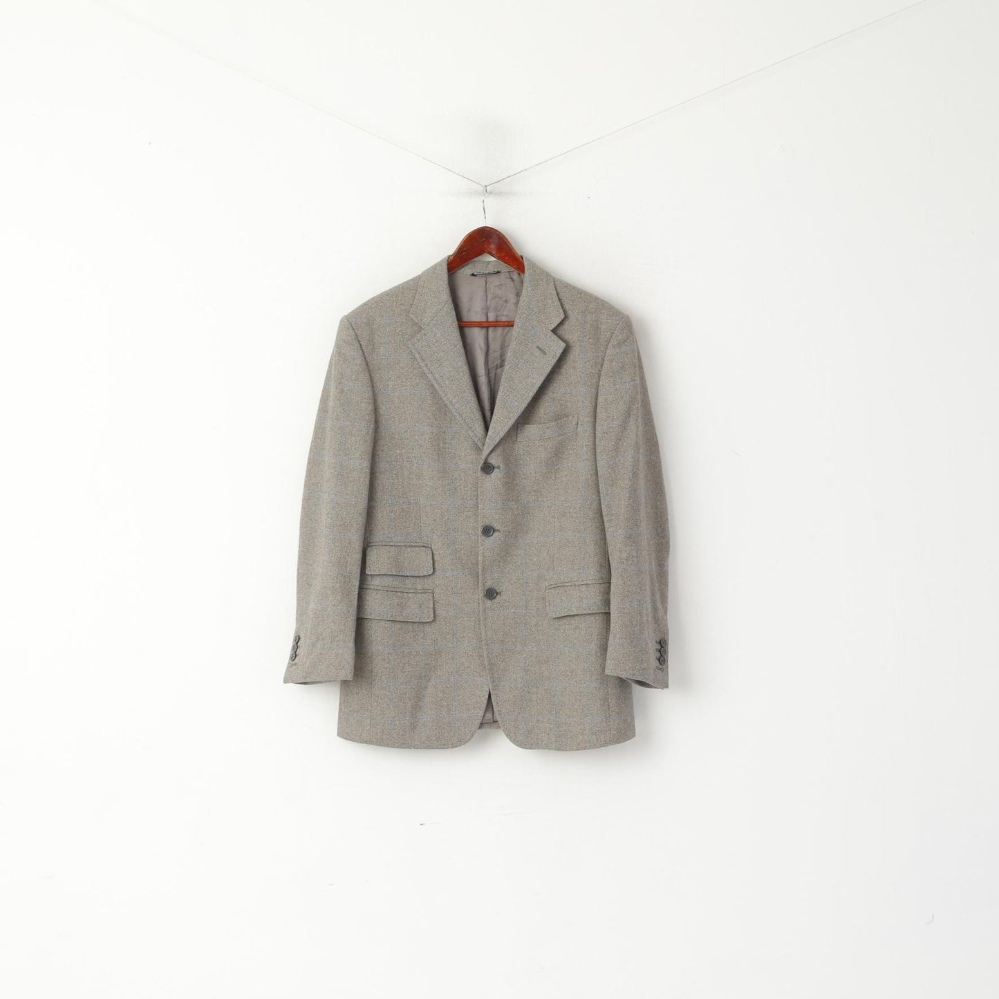 Maurizio Santini Uomo 48 38 Blazer Grigio Lana Spinato Made in Italy Giacca