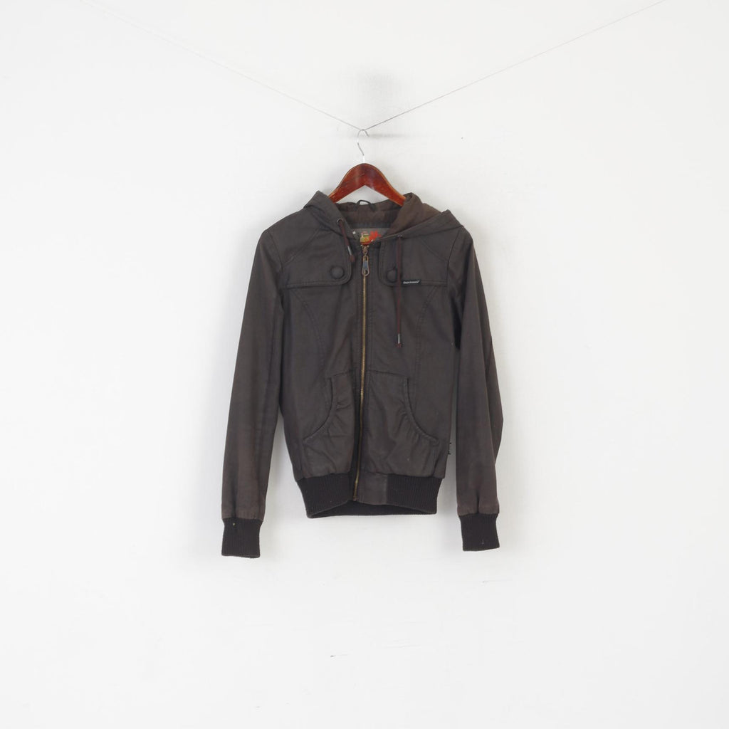 Khujo Veste pour femme en coton marron avec capuche zippée et haut de festival Pure Sound