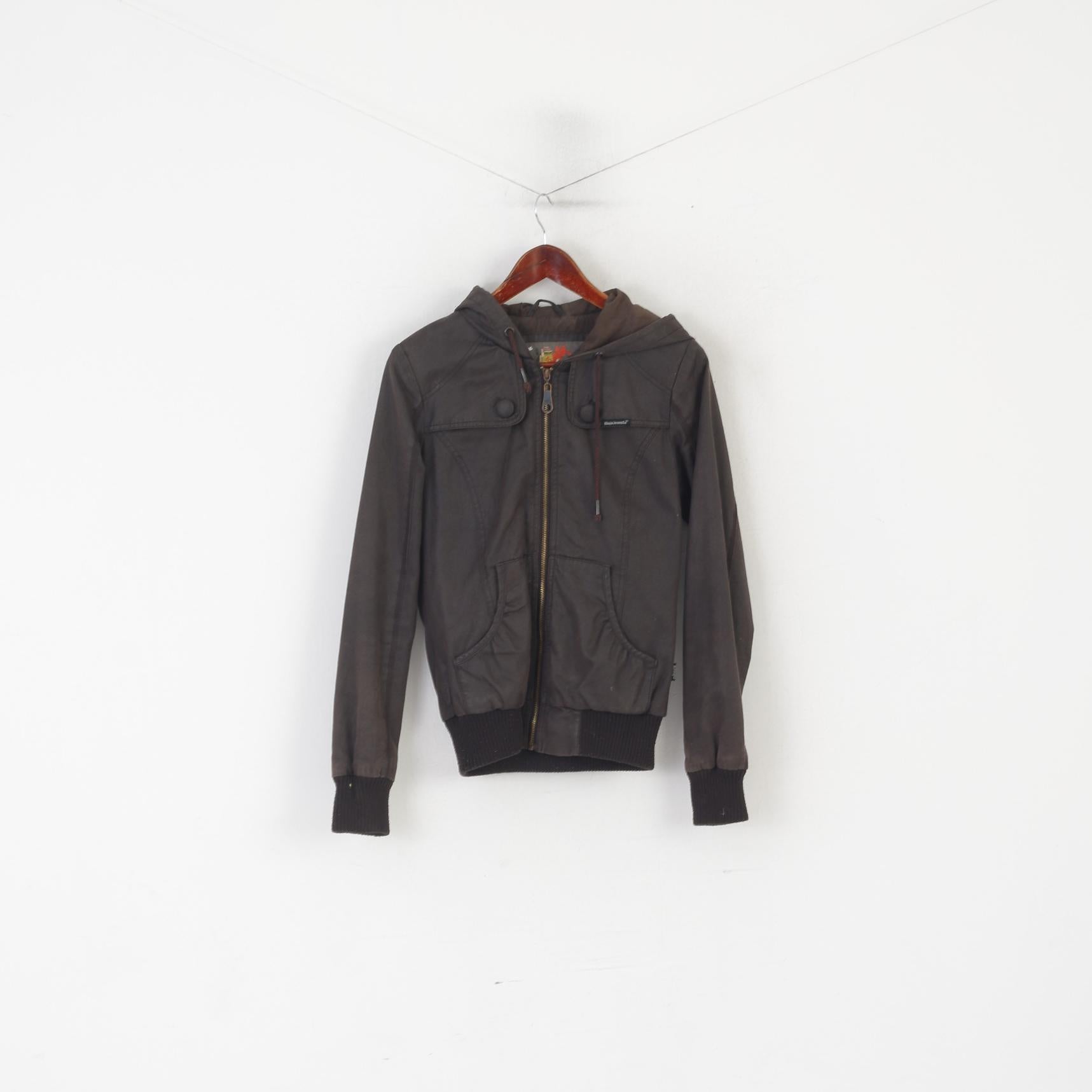 Khujo Veste pour femme en coton marron avec capuche zippée et haut de festival Pure Sound