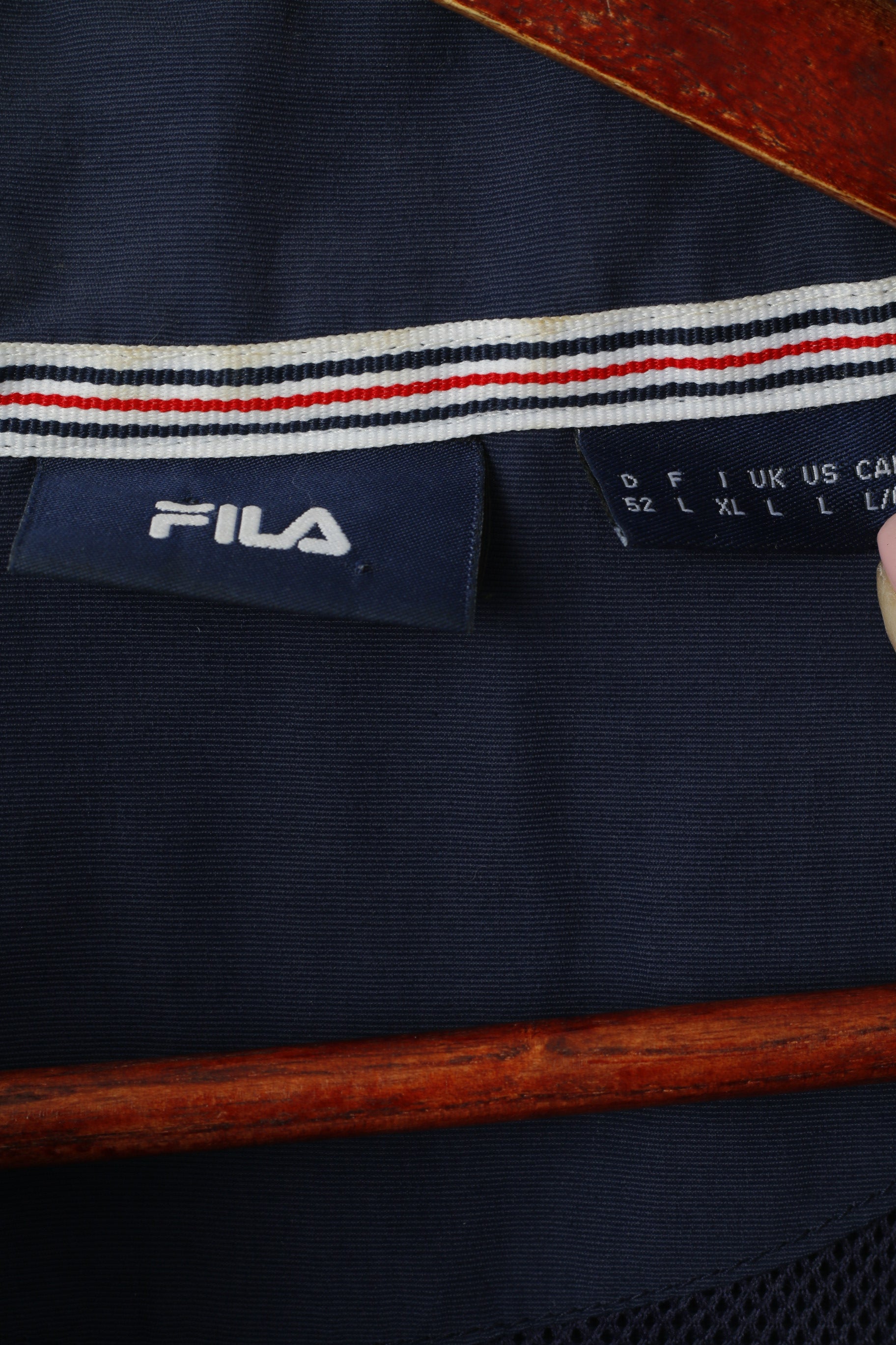 Fila Hommes 52 L (M) Veste Marine Nylon Imperméable Classique Zip Up Harrington Sport Top