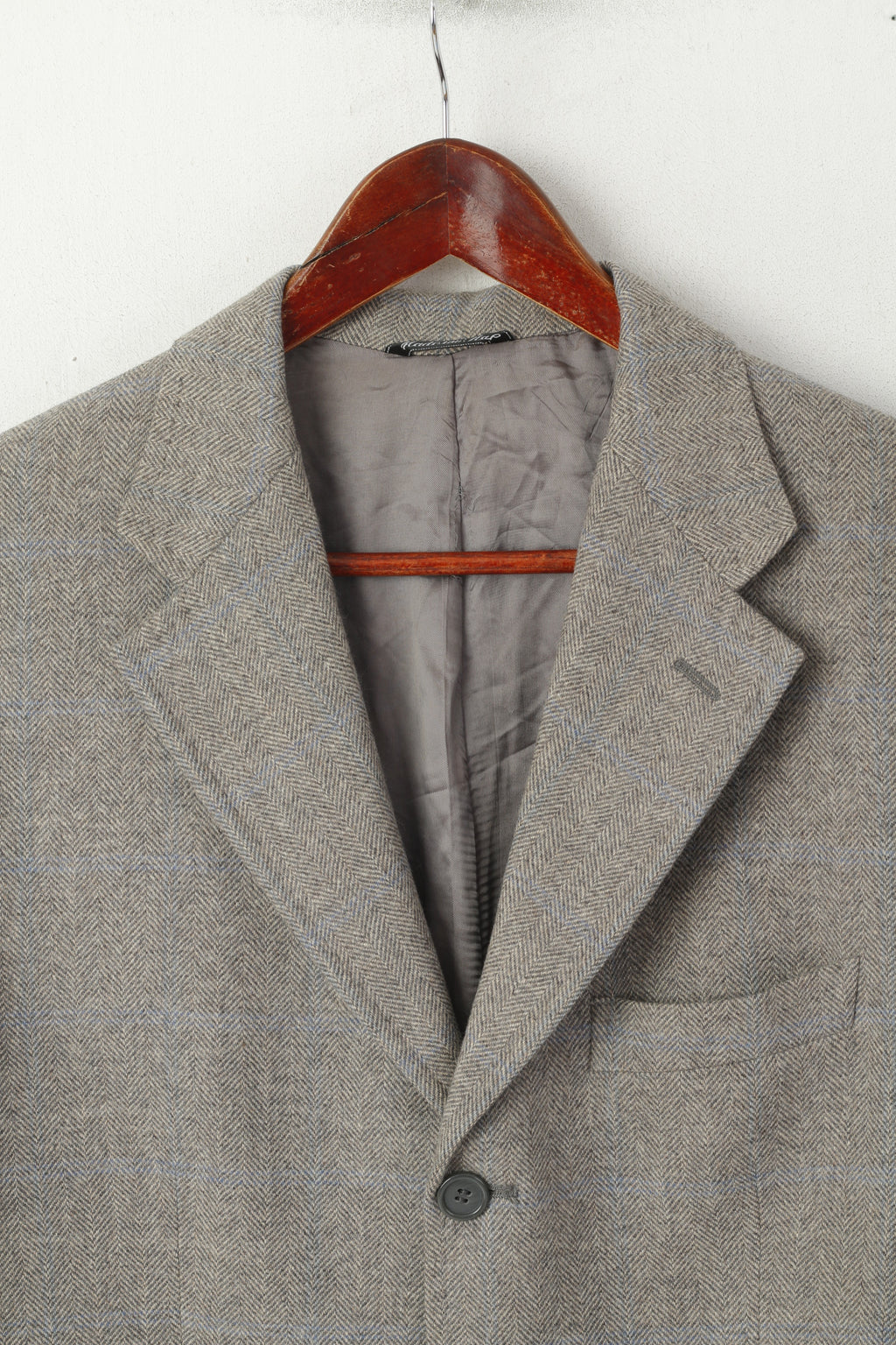 Maurizio Santini Homme 48 38 Blazer Gris Laine à Chevrons Made in Italy Veste