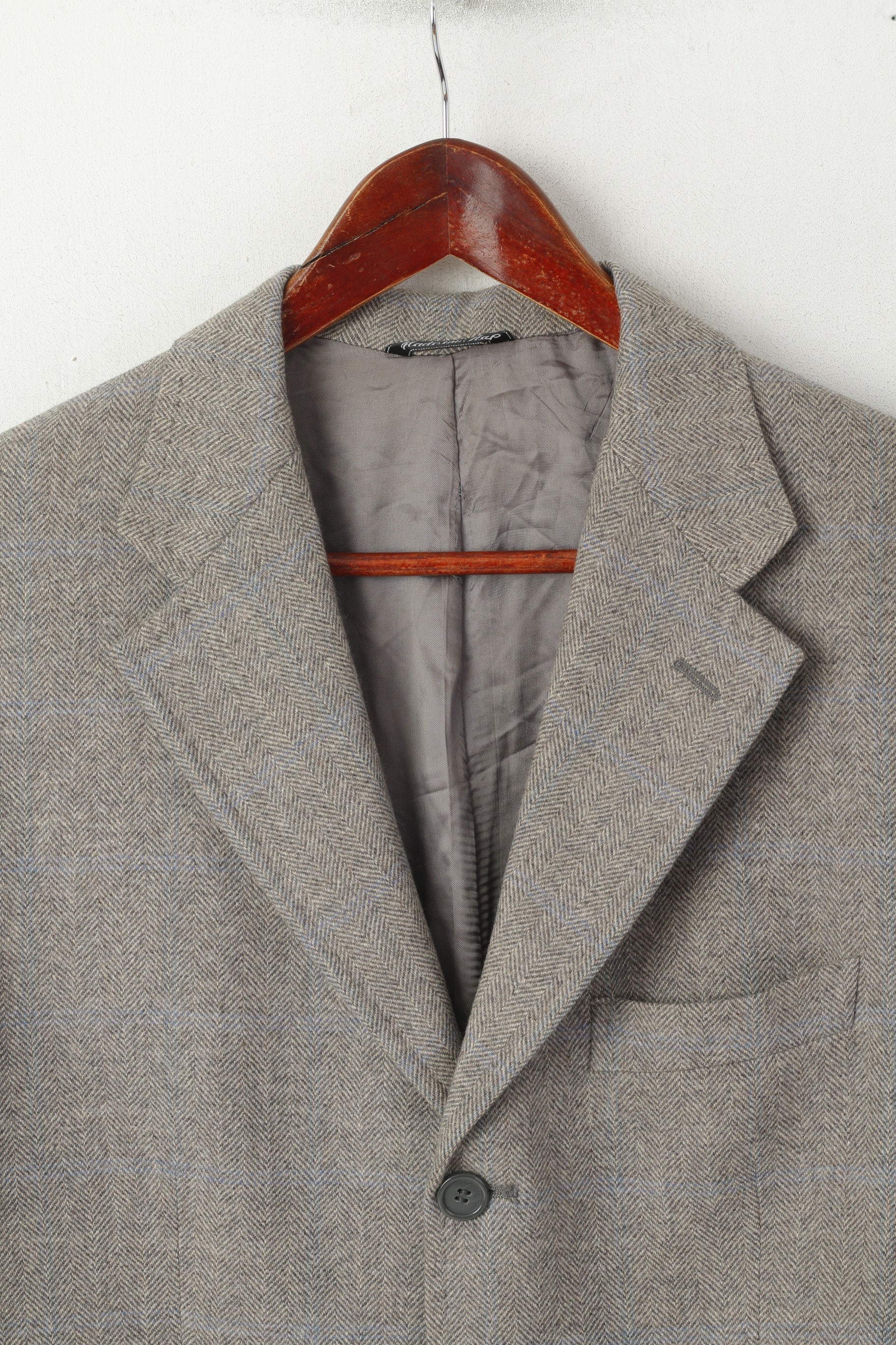 Maurizio Santini Homme 48 38 Blazer Gris Laine à Chevrons Made in Italy Veste