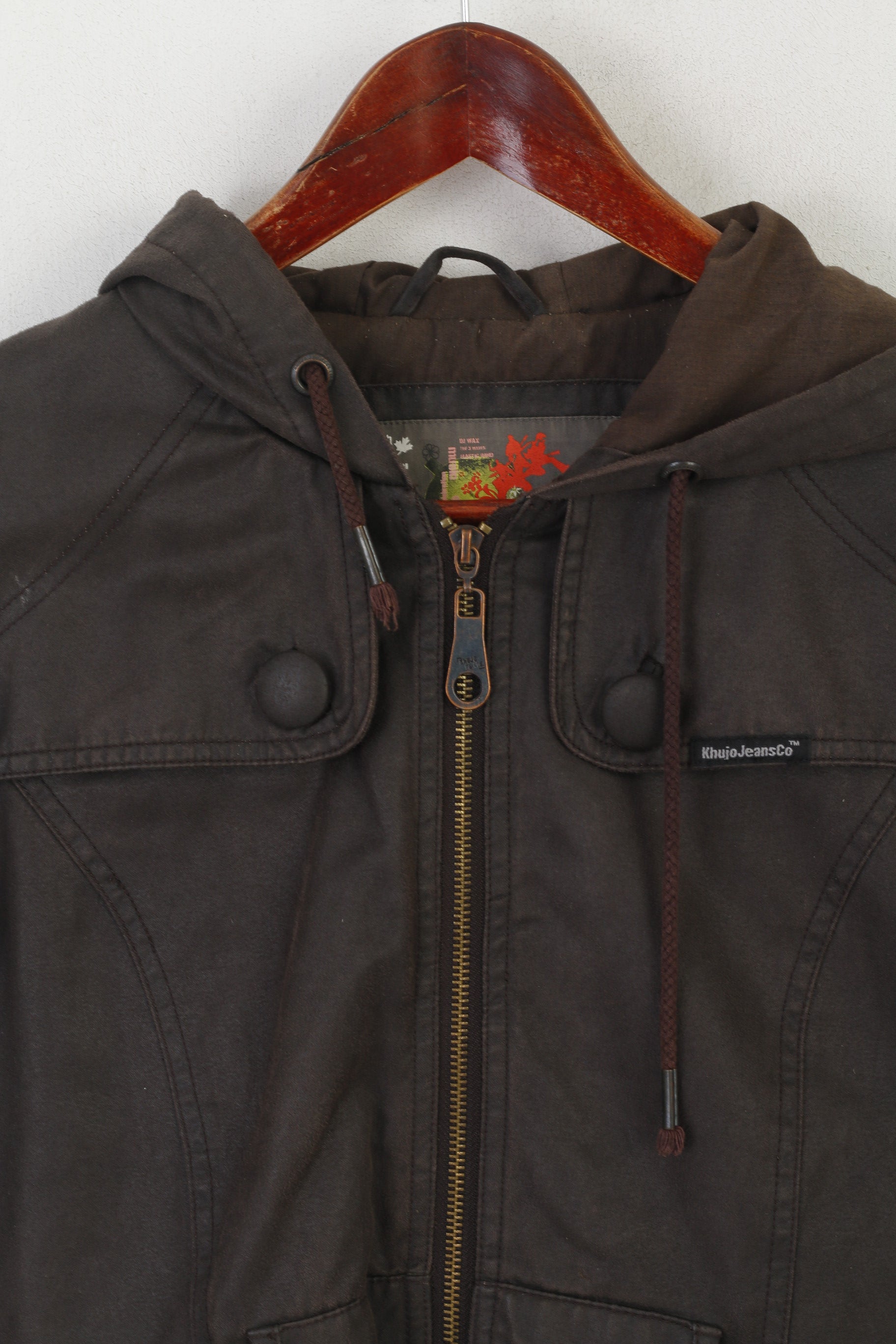 Khujo Veste pour femme en coton marron avec capuche zippée et haut de festival Pure Sound