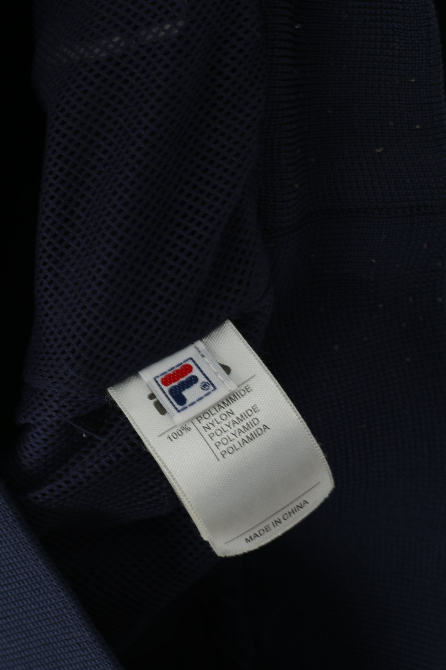 Giacca Fila da uomo 52 L (M) Giacca sportiva Harrington in nylon blu scuro impermeabile con cerniera classica