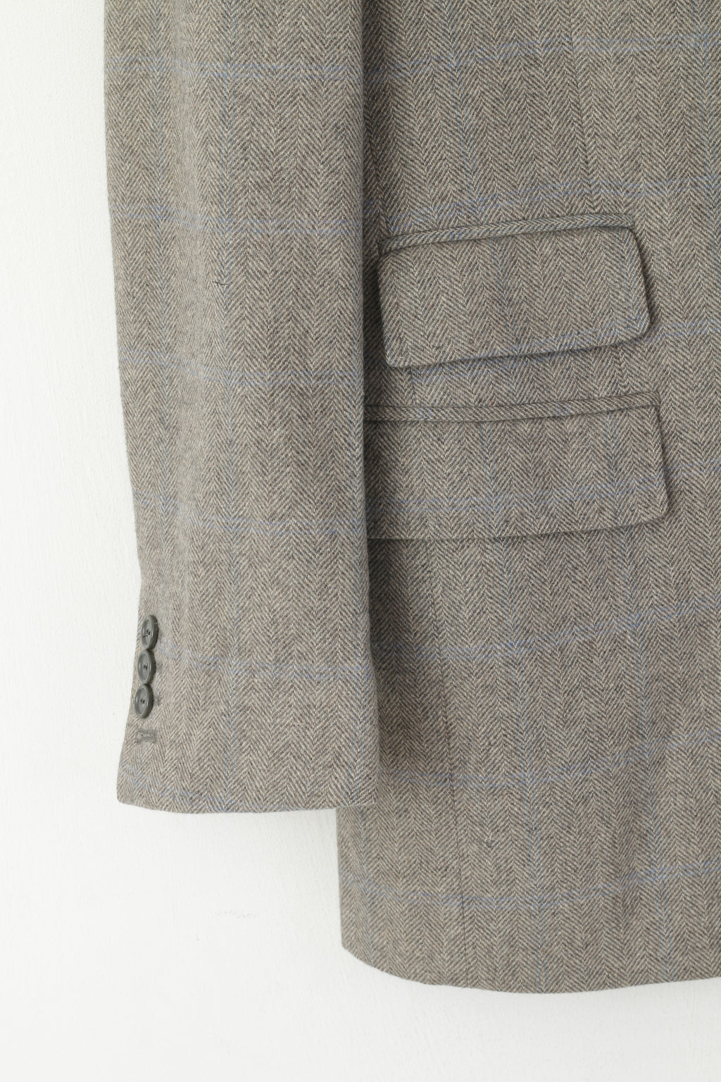 Maurizio Santini Homme 48 38 Blazer Gris Laine à Chevrons Made in Italy Veste