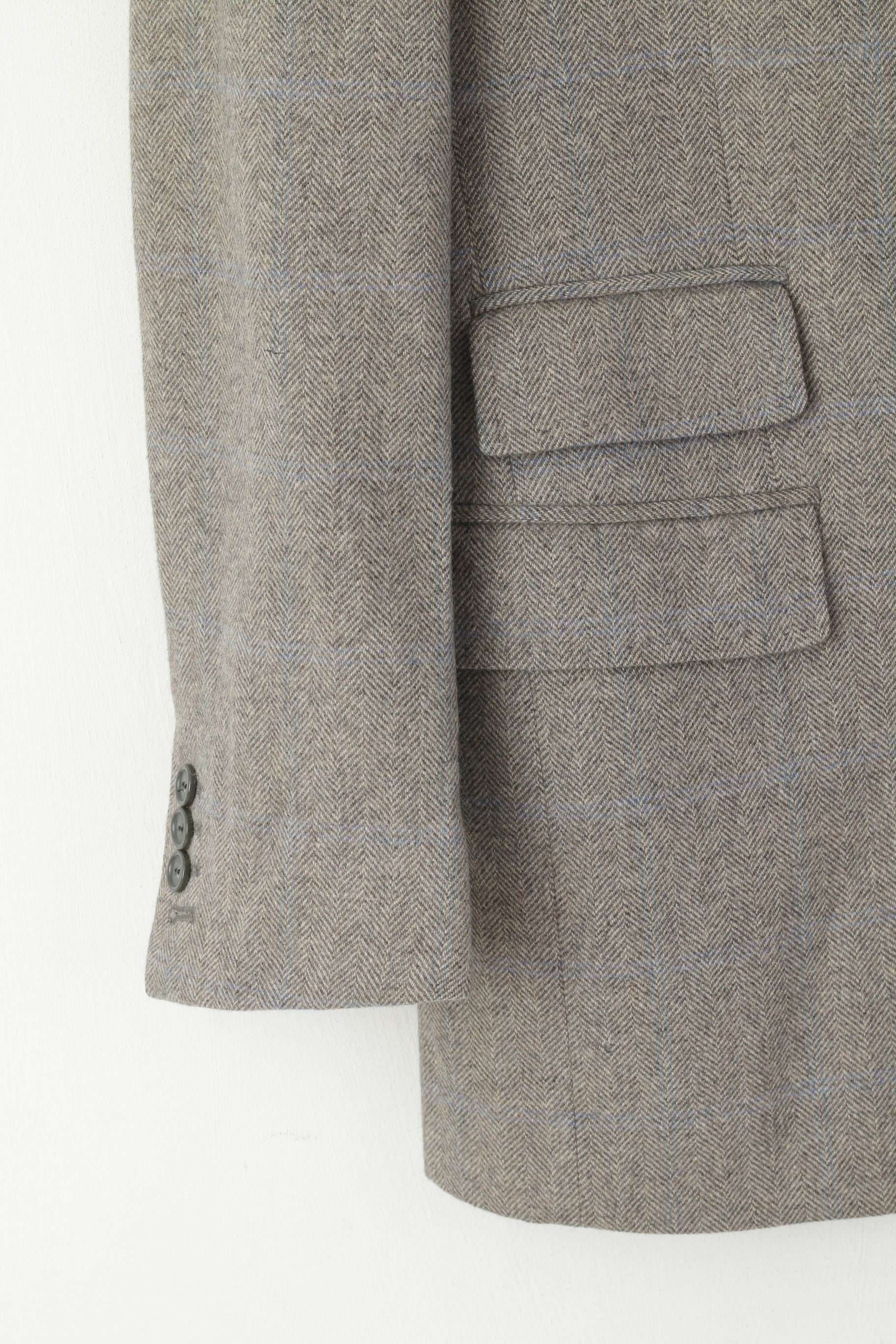 Maurizio Santini Homme 48 38 Blazer Gris Laine à Chevrons Made in Italy Veste
