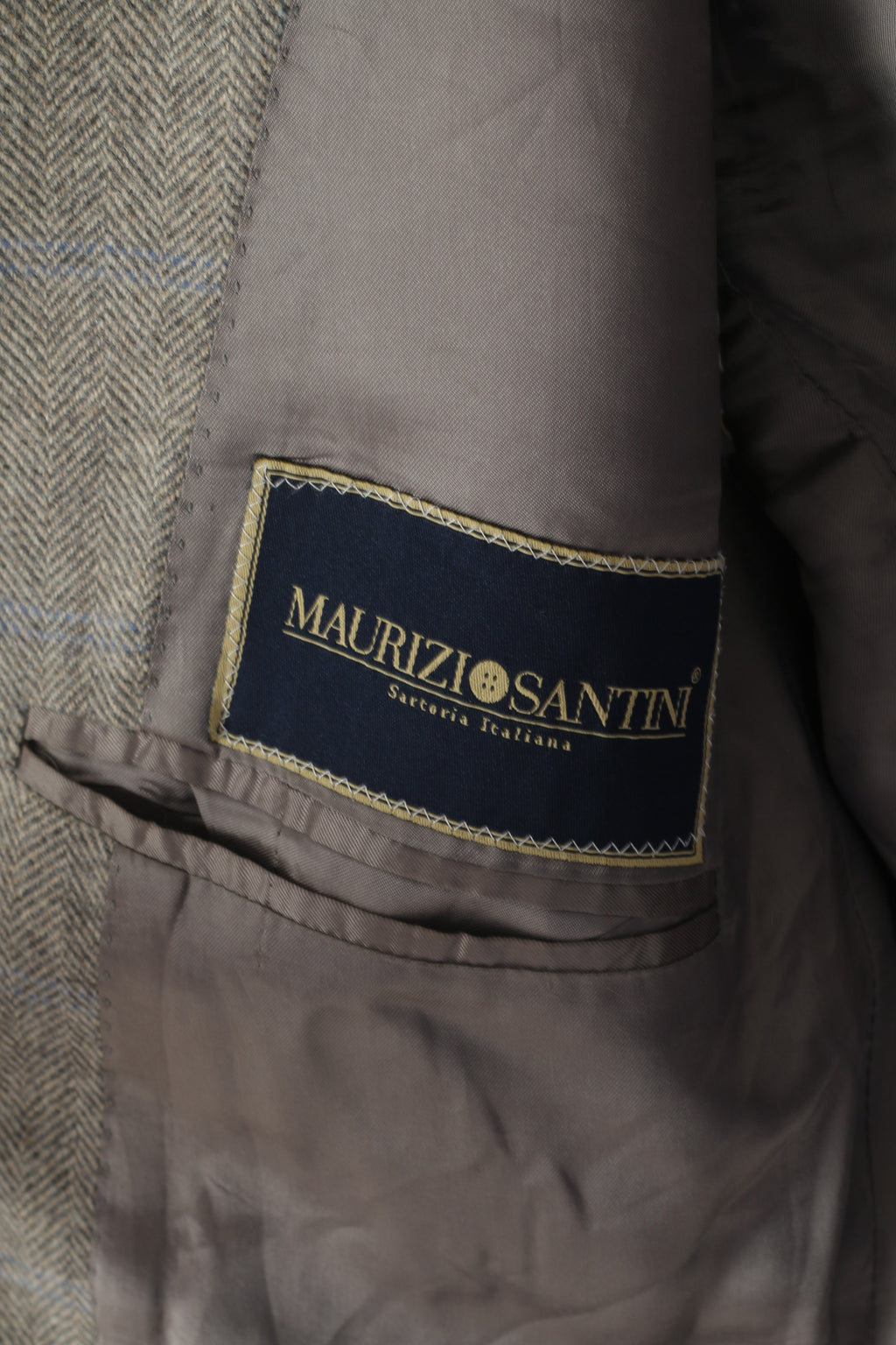 Maurizio Santini Homme 48 38 Blazer Gris Laine à Chevrons Made in Italy Veste