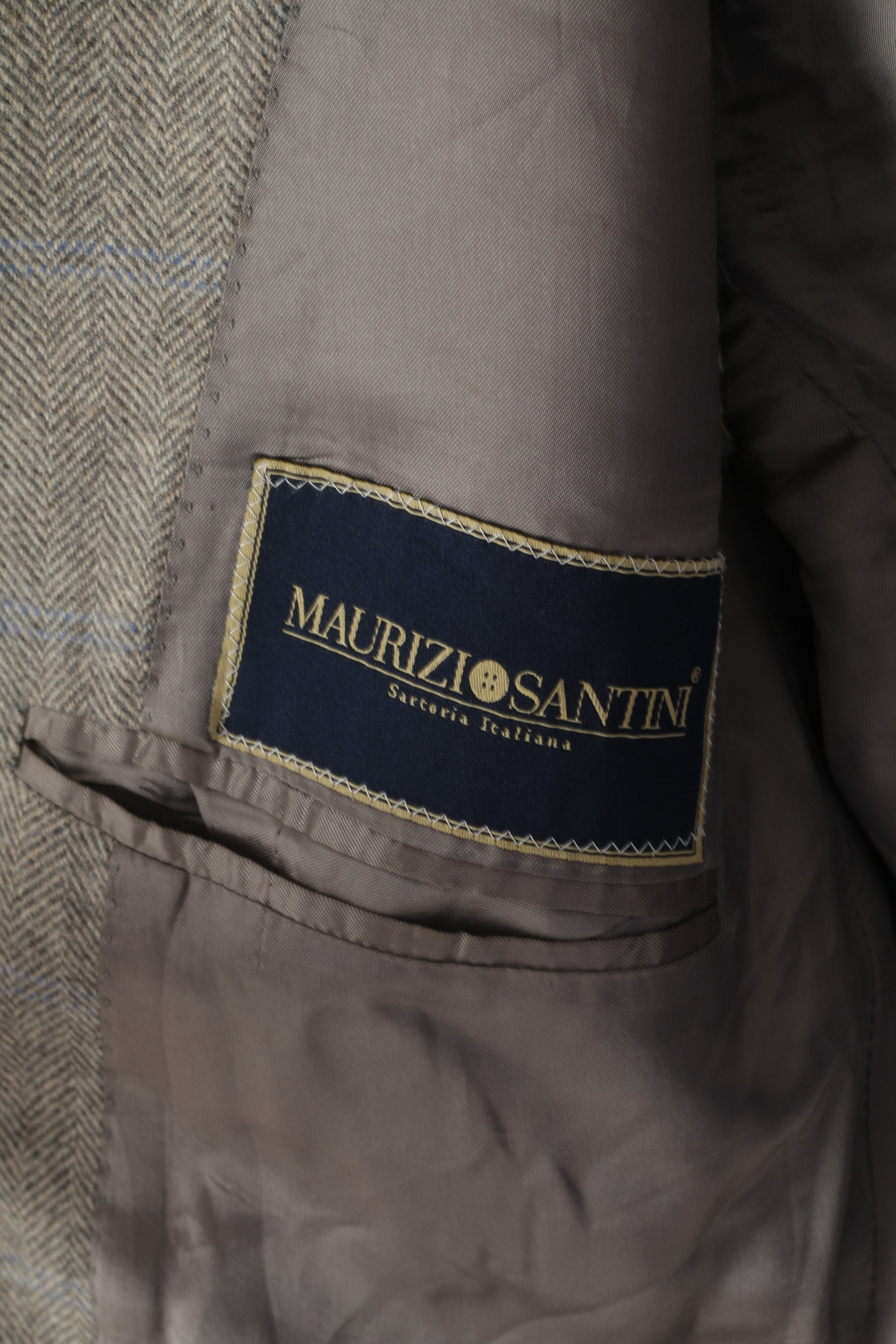 Maurizio Santini Homme 48 38 Blazer Gris Laine à Chevrons Made in Italy Veste
