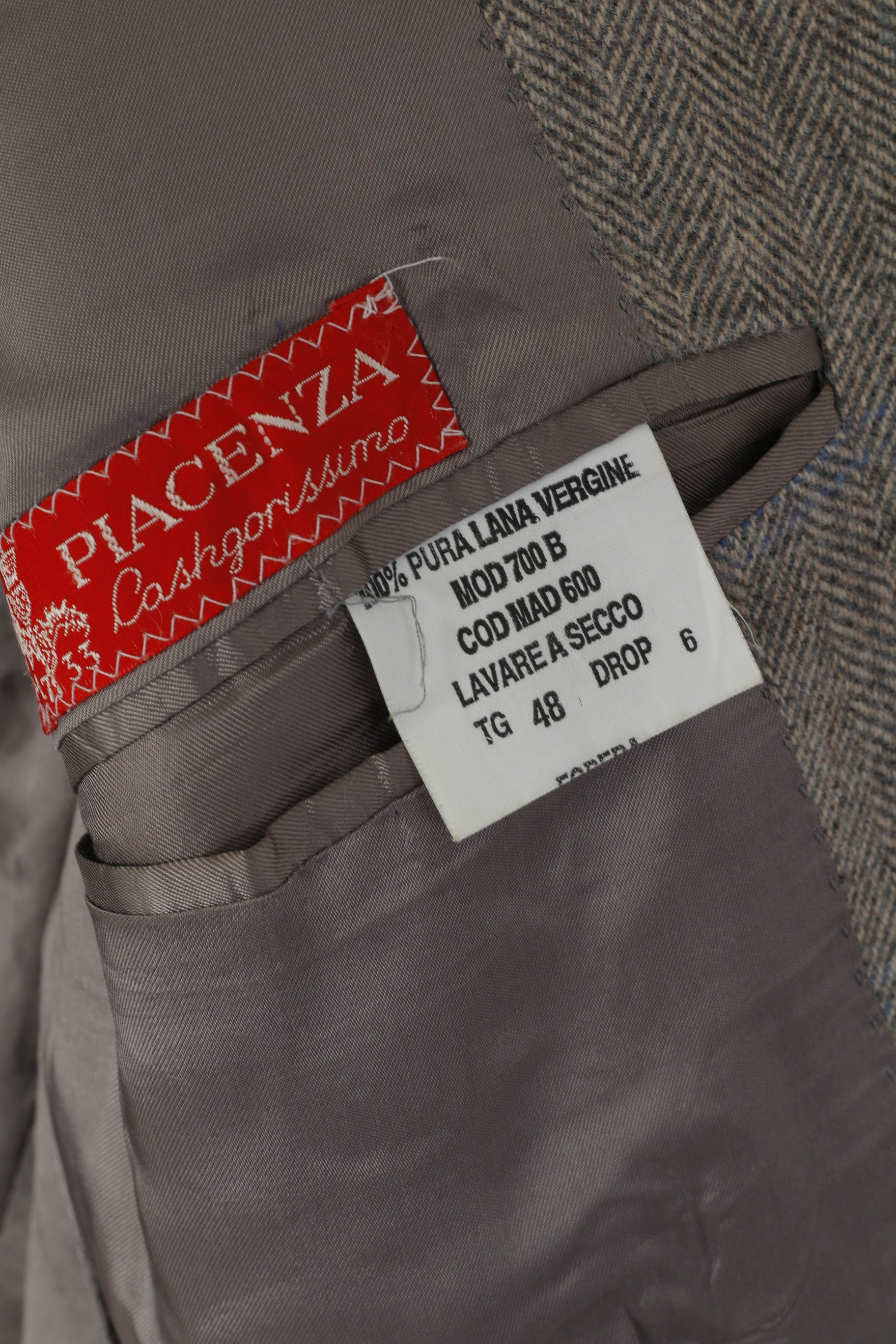 Maurizio Santini Homme 48 38 Blazer Gris Laine à Chevrons Made in Italy Veste
