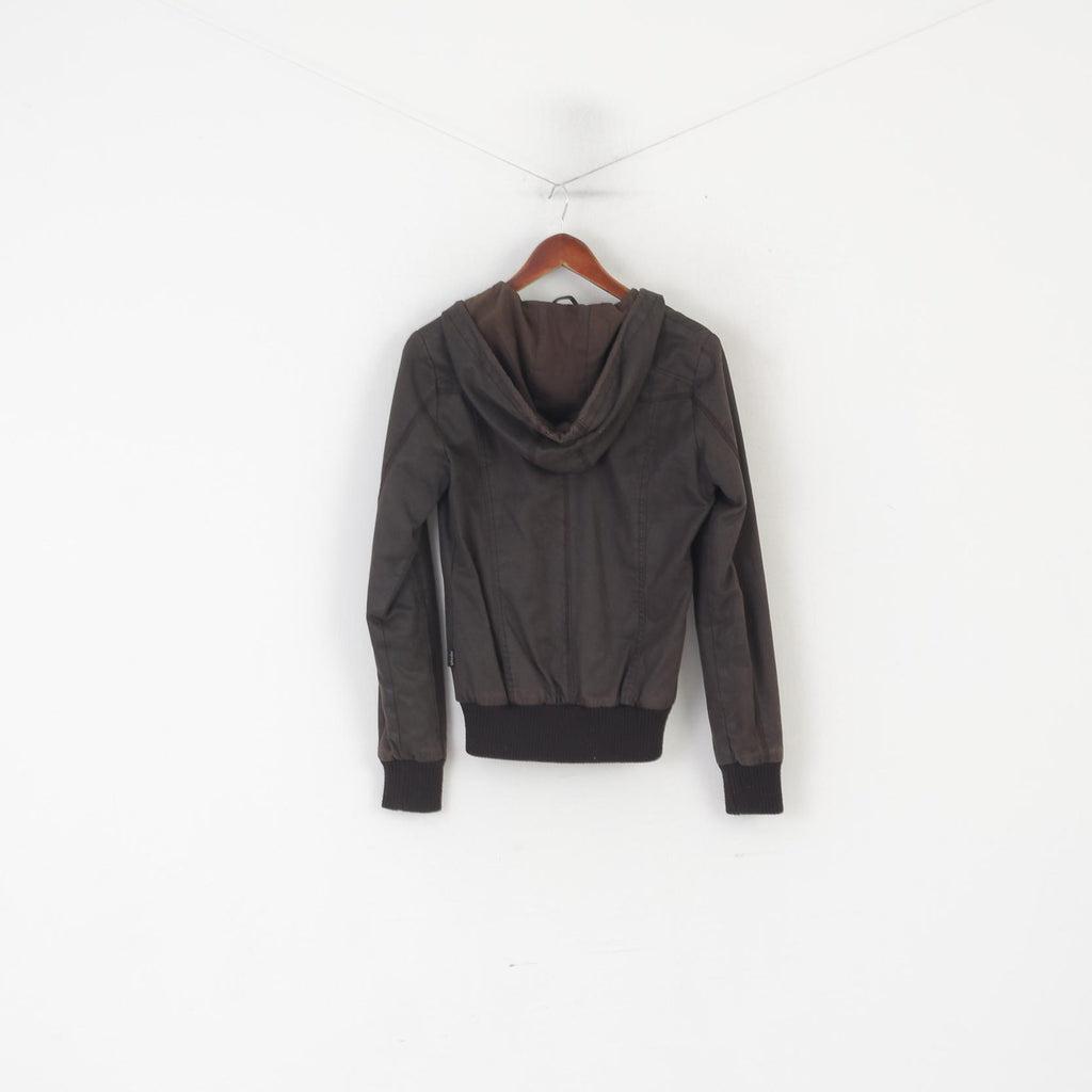 Khujo Veste pour femme en coton marron avec capuche zippée et haut de festival Pure Sound