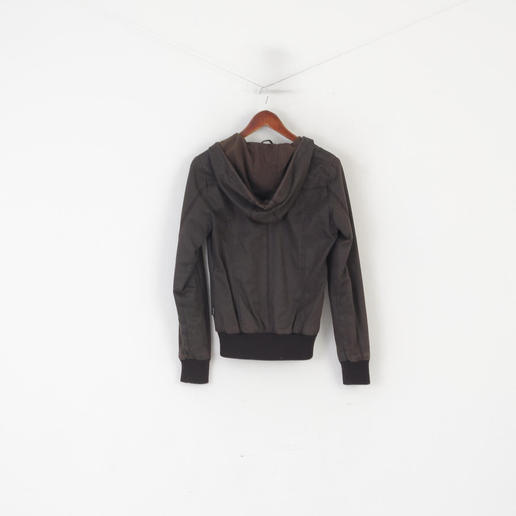 Khujo Veste pour femme en coton marron avec capuche zippée et haut de festival Pure Sound