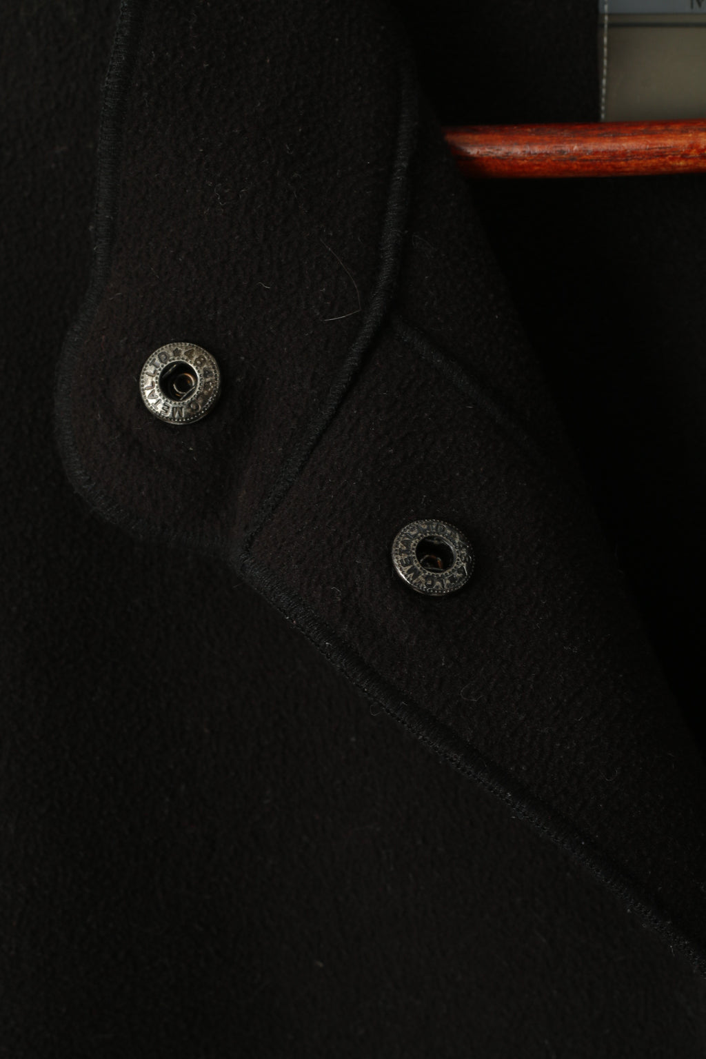 Marc Aurel Women 44  XL Fleece Top Black Snap Stand-up Collar Casual Light Jacket