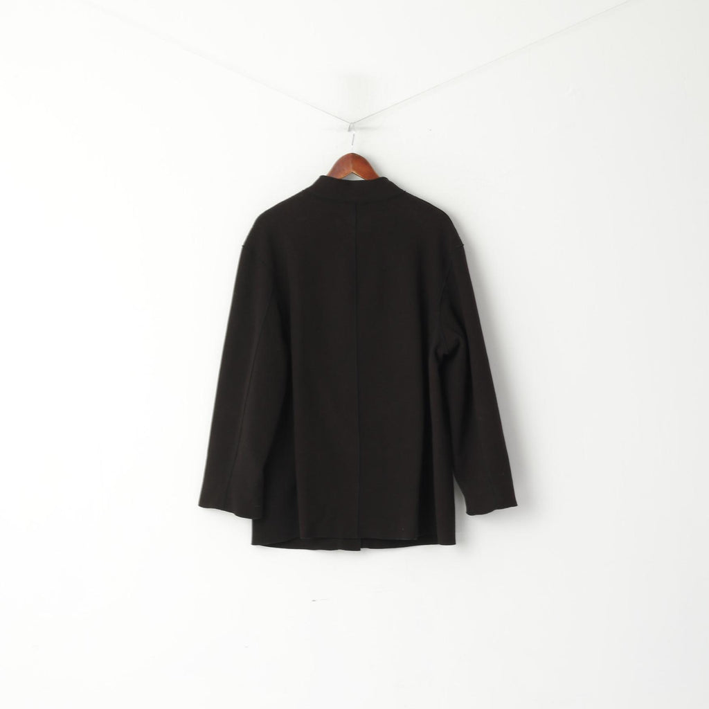 Marc Aurel Women 44  XL Fleece Top Black Snap Stand-up Collar Casual Light Jacket